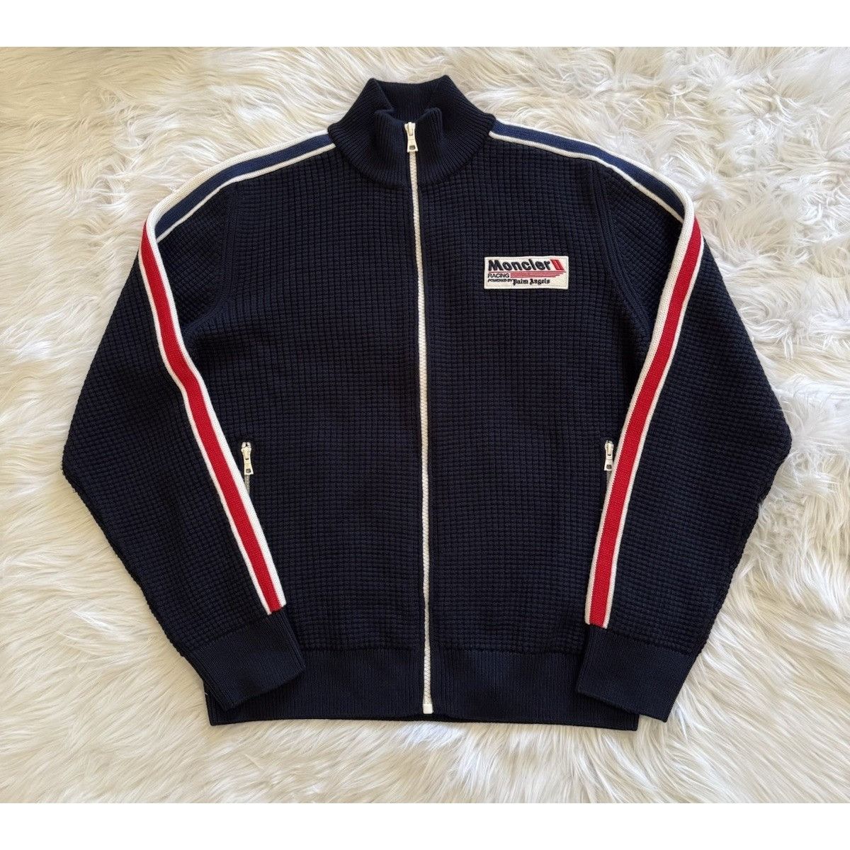 Moncler × Palm Angels Moncler x Palm Angels Ribbed Track Jacket Full Zip Navy Blue Size US XL / EU 56 / 4 - 1 Thumbnail