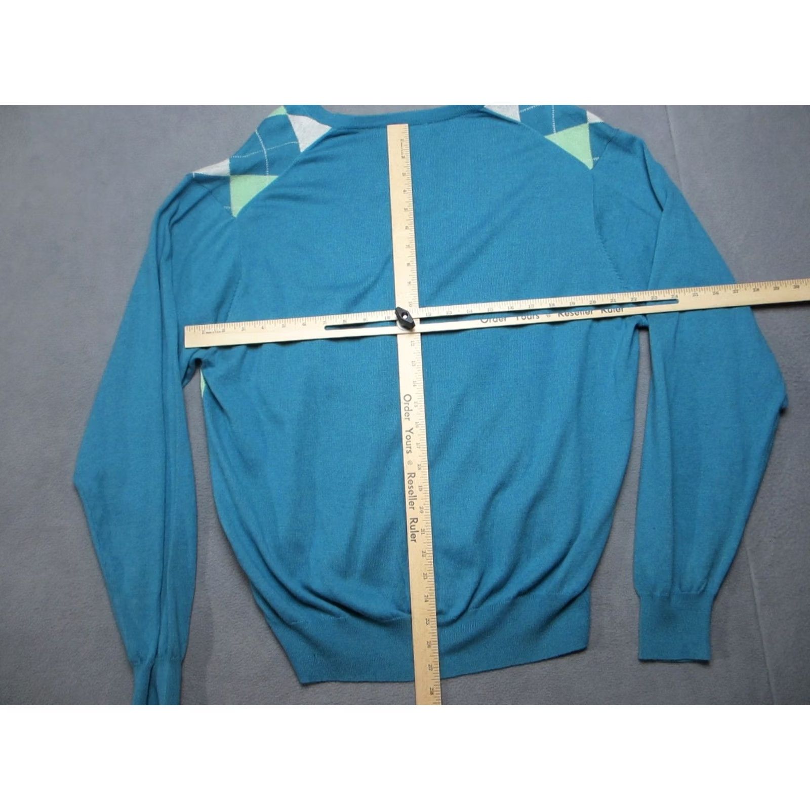 Peter Millar Peter Millar Sweater Mens XL Blue Green Argyle Luxury Cashmere Blend Long Sleeve V-Neck Knit Pullover Regular Fit Mens Olny? Size US XL / EU 56 / 4 - 7 Thumbnail