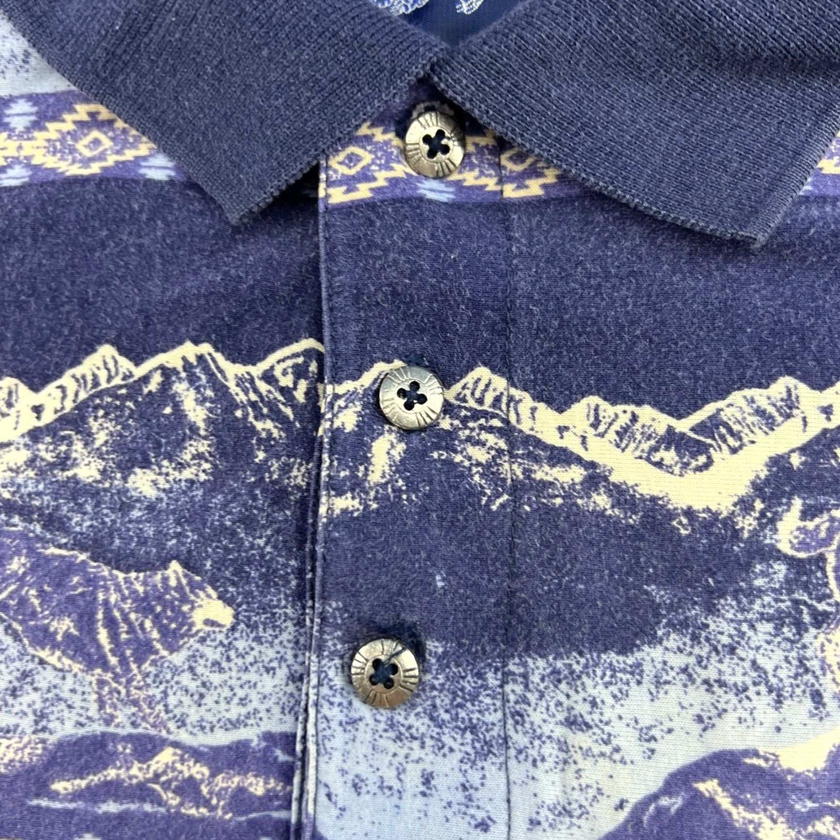 Wrangler VINTAGE Wrangler Western Polo T Shirt Mens XL Night Wolf Moon AOP All Over Print Size US XL / EU 56 / 4 - 4 Thumbnail