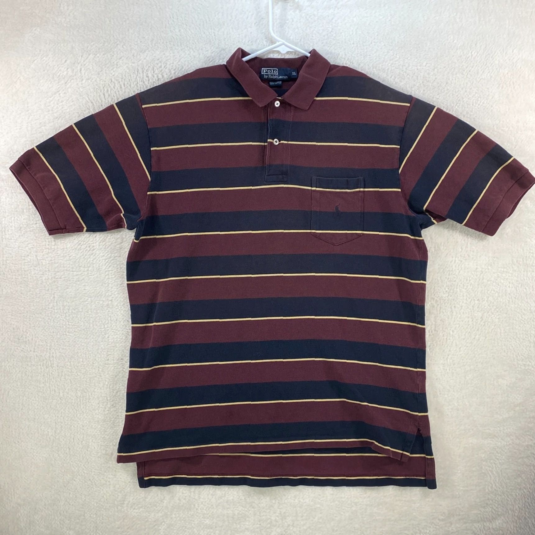 Polo Ralph Lauren Polo Ralph Lauren Short Sleeve Maroon Blue Shirt Mens XL Pony Logo 100% Cotton Polo Shirt XL Maroon Blue Yellow Striped Pony Logo 100% Cotton Mens XL Size US XL / EU 56 / 4 - 2 Thumbnail
