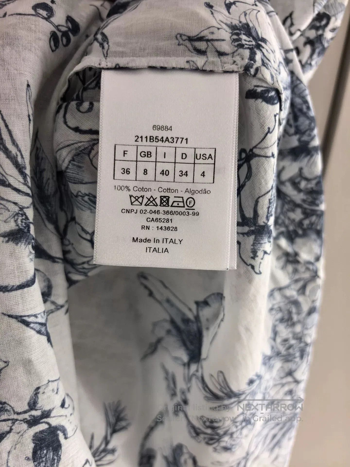 Dior DIOR Cruise Toile de Jouy Cotton Long-Sleeve Shirt. Size XS / US 0-2 / IT 36-38 - 4 Thumbnail