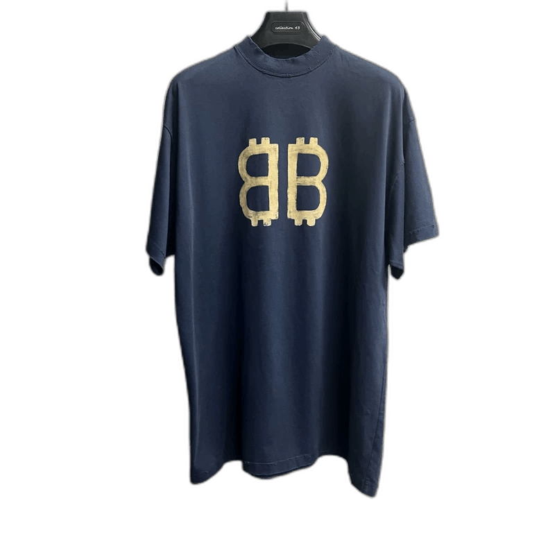 Balenciaga Balenciaga Blue Letter Print Short Sleeve Shirt-yf Size US S / EU 44-46 / 1 - 1 Thumbnail