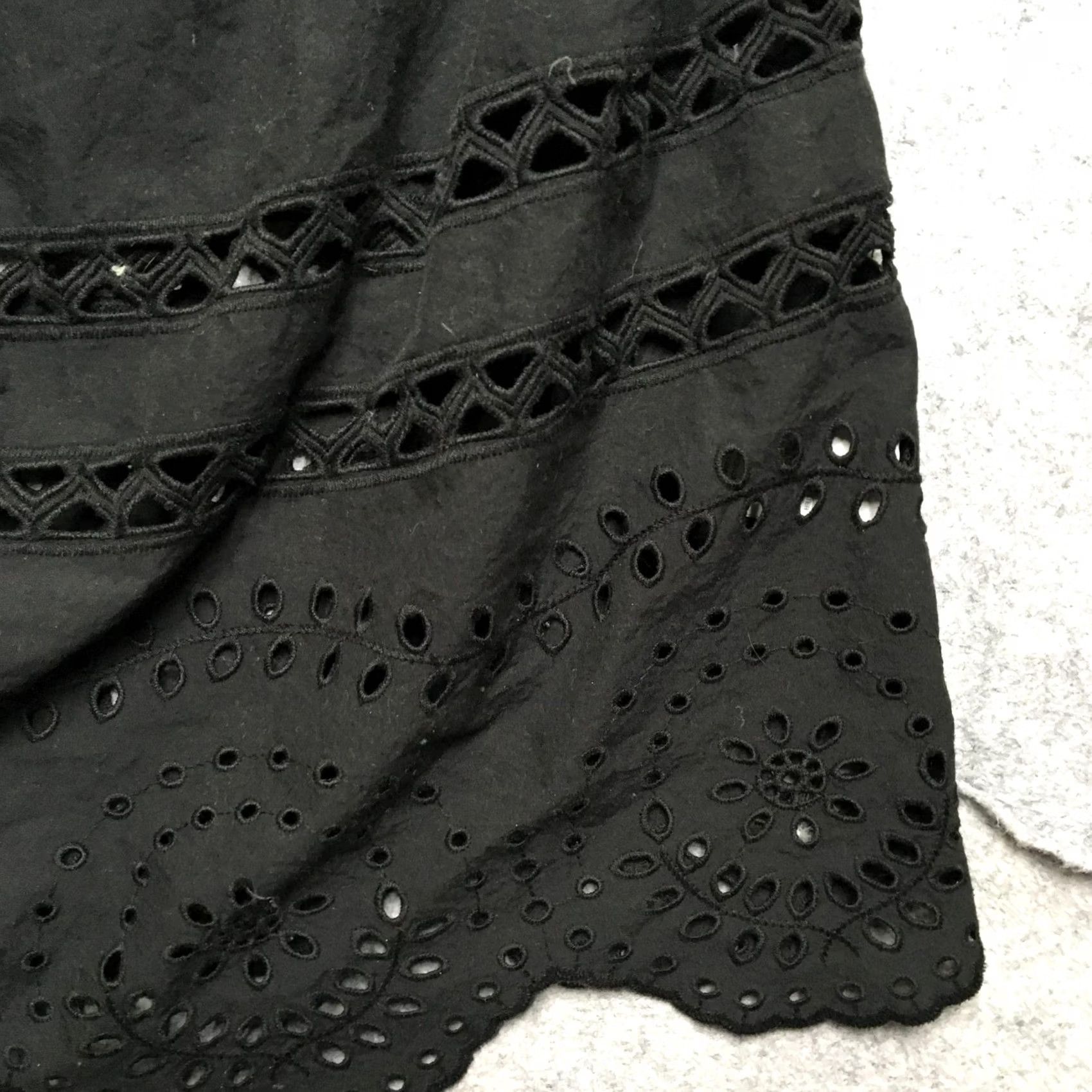 Madewell Madewell Skirt Womens M Black Eyelet Lace Mini Boho Elastic Waist Summer Size 32" / US 10 / IT 46 - 2 Thumbnail
