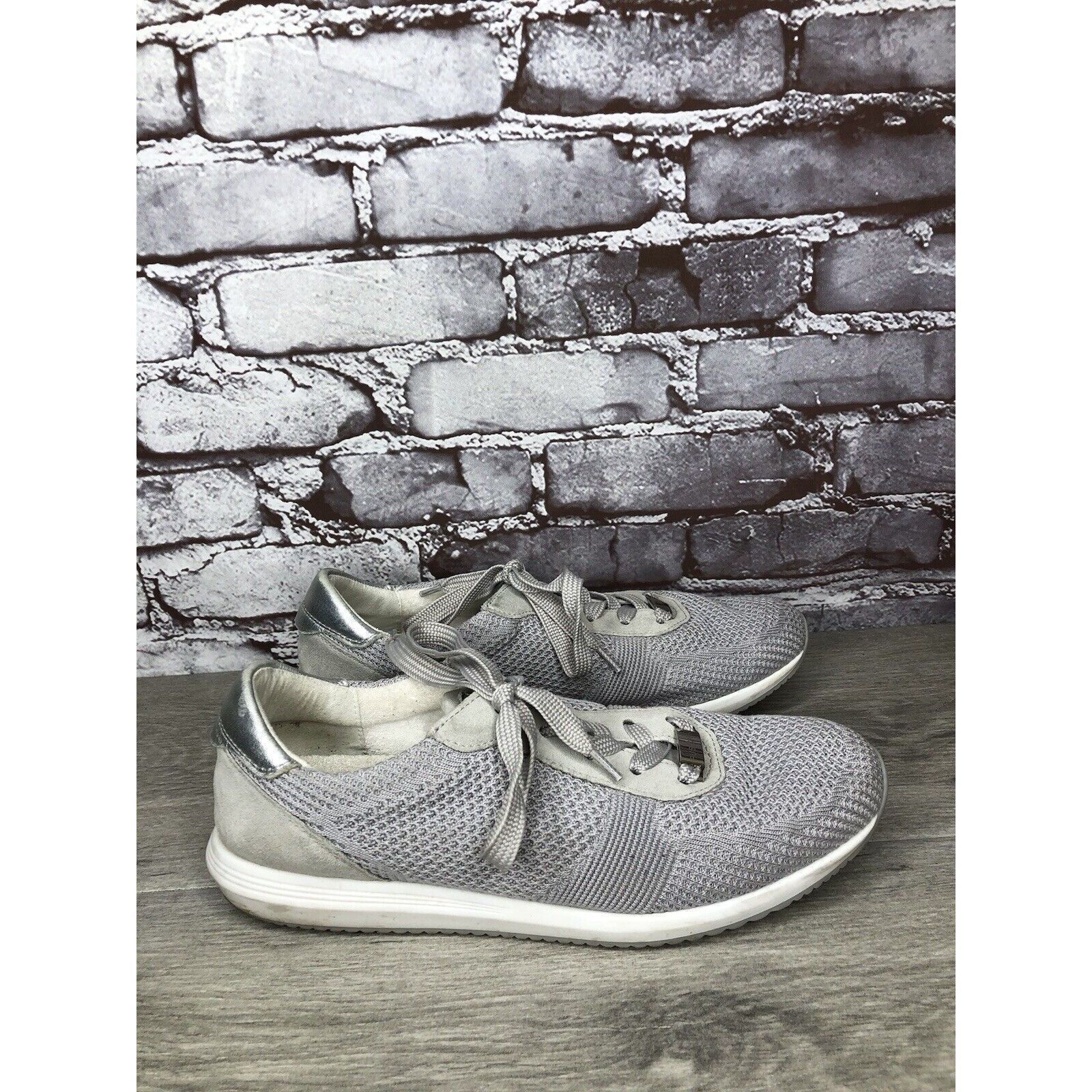 Other Ara Light Gray Knit Fabric Lace Up Casual Sneakers Women Sz Size US 9.5 / IT 39.5 - 11 Thumbnail