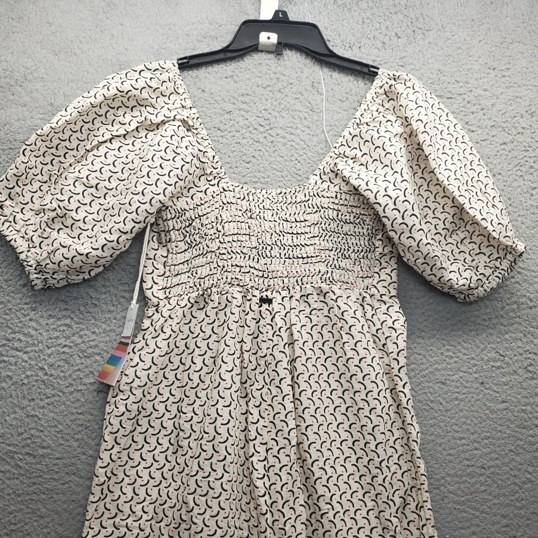 Billabong Billabong Jumpsuit Womens M Multicolor Polka Dot Linen Balloon Sleeve 58" Outseam Casual 27" Inseam Navy? Size 32" / US 10 / IT 46 - 3 Thumbnail