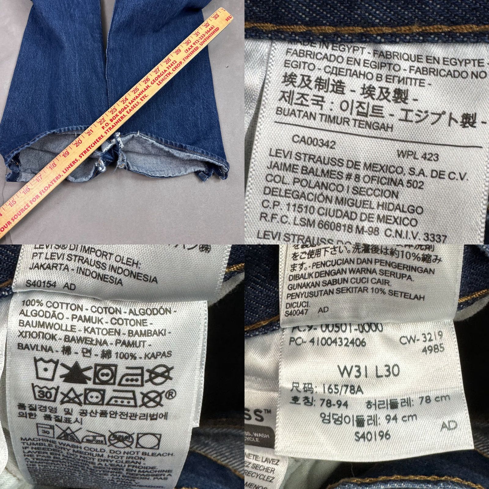 Levi's Levi's 501 Jeans Men Blue Button Fly Denim Pant Straight Classic (Tag31x30) Jeans Mens Blue Denim Straight Classic 501 Series 30x27 Size US 31 - 8 Thumbnail