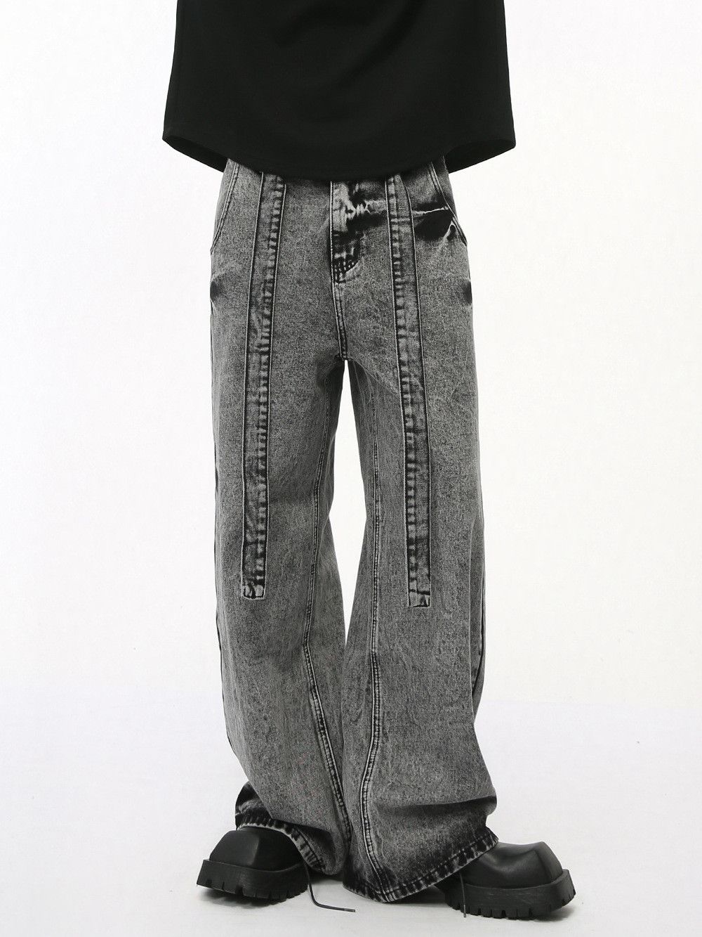 Japanese Brand Men's American high street style lace-up straight leg jeans Size US 32 / EU 48 - 4 Thumbnail