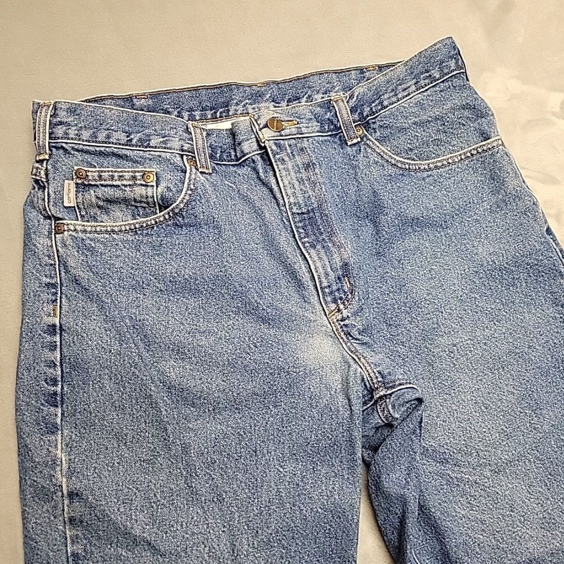 Carhartt VINTAGE Carhartt Jeans Men 38x30 Blue Denim Relaxed Fit Faded Work Casual B17 Size US 38 / EU 54 - 6 Thumbnail