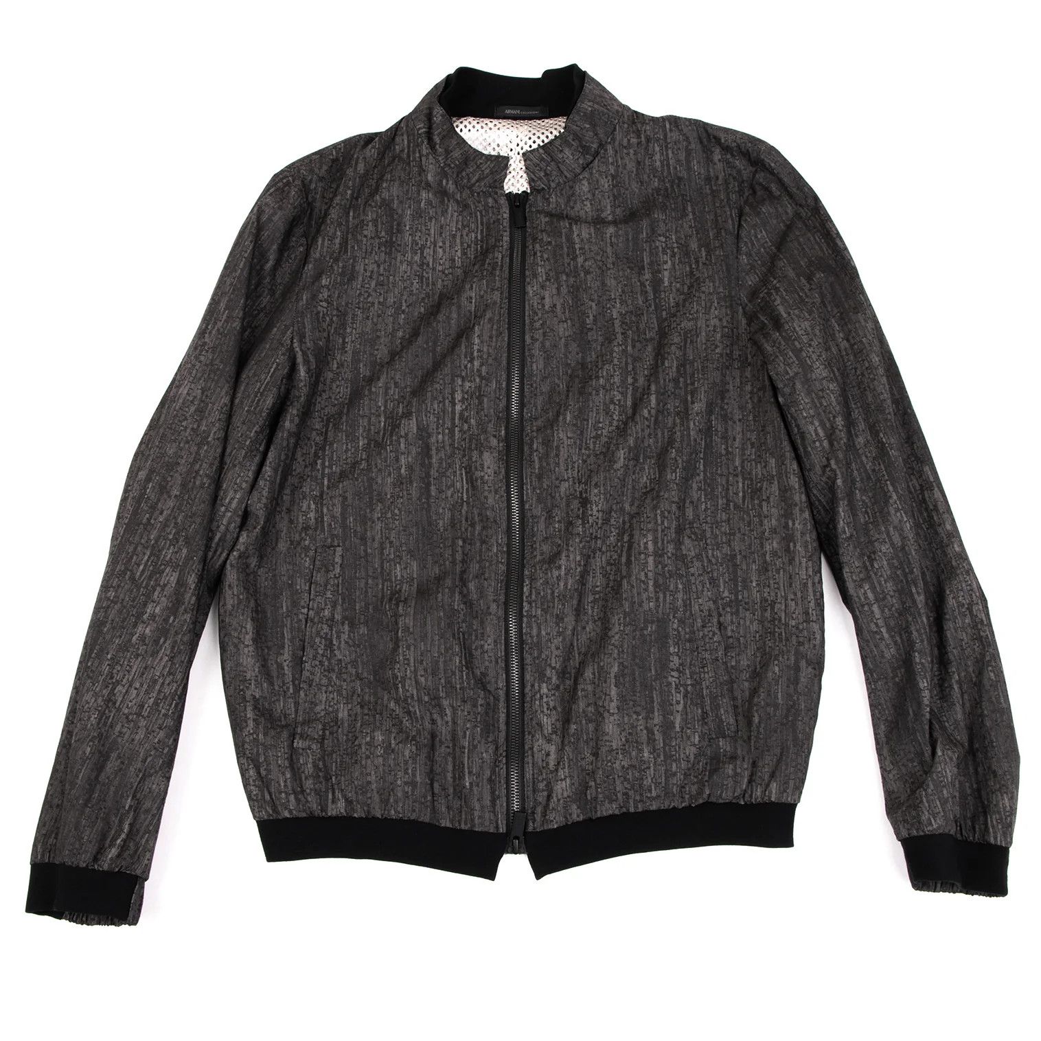 Armani Collezioni Patterned Dual Zip Blouson in Charcoal Black EU46/US36 Size US XXS / EU 40 - 1 Thumbnail