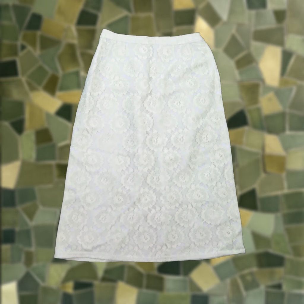 Vintage VINTAGE 50s light green lace knee-length A-Line skirt 24" XS Women Hosiery? Size 26" / US 2 / IT 38 - 1 Thumbnail