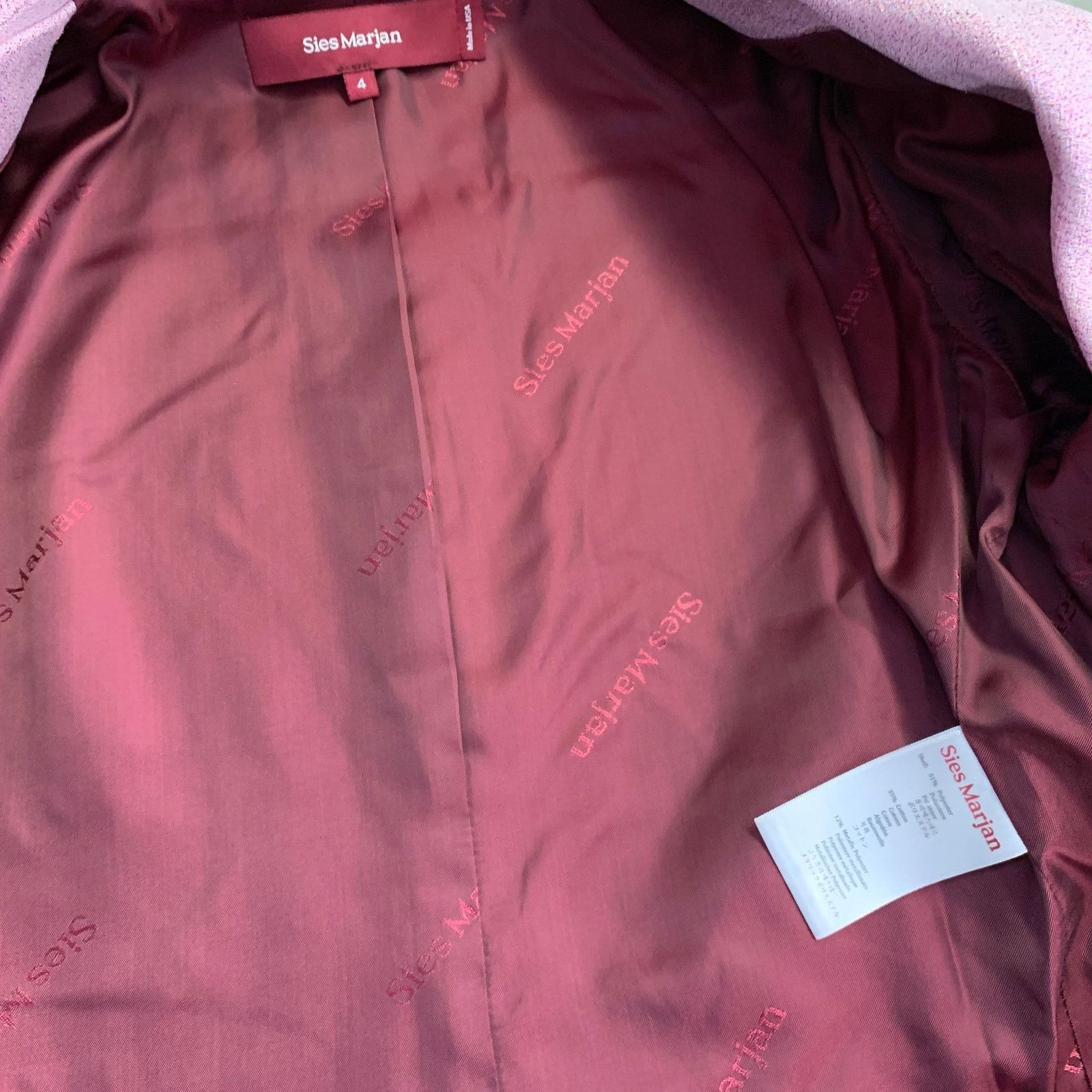 Sies Marjan Pink Polyester Blend Metallic Notch Lapel Jacket Blazer Size S / US 4 / IT 40 - 10 Thumbnail