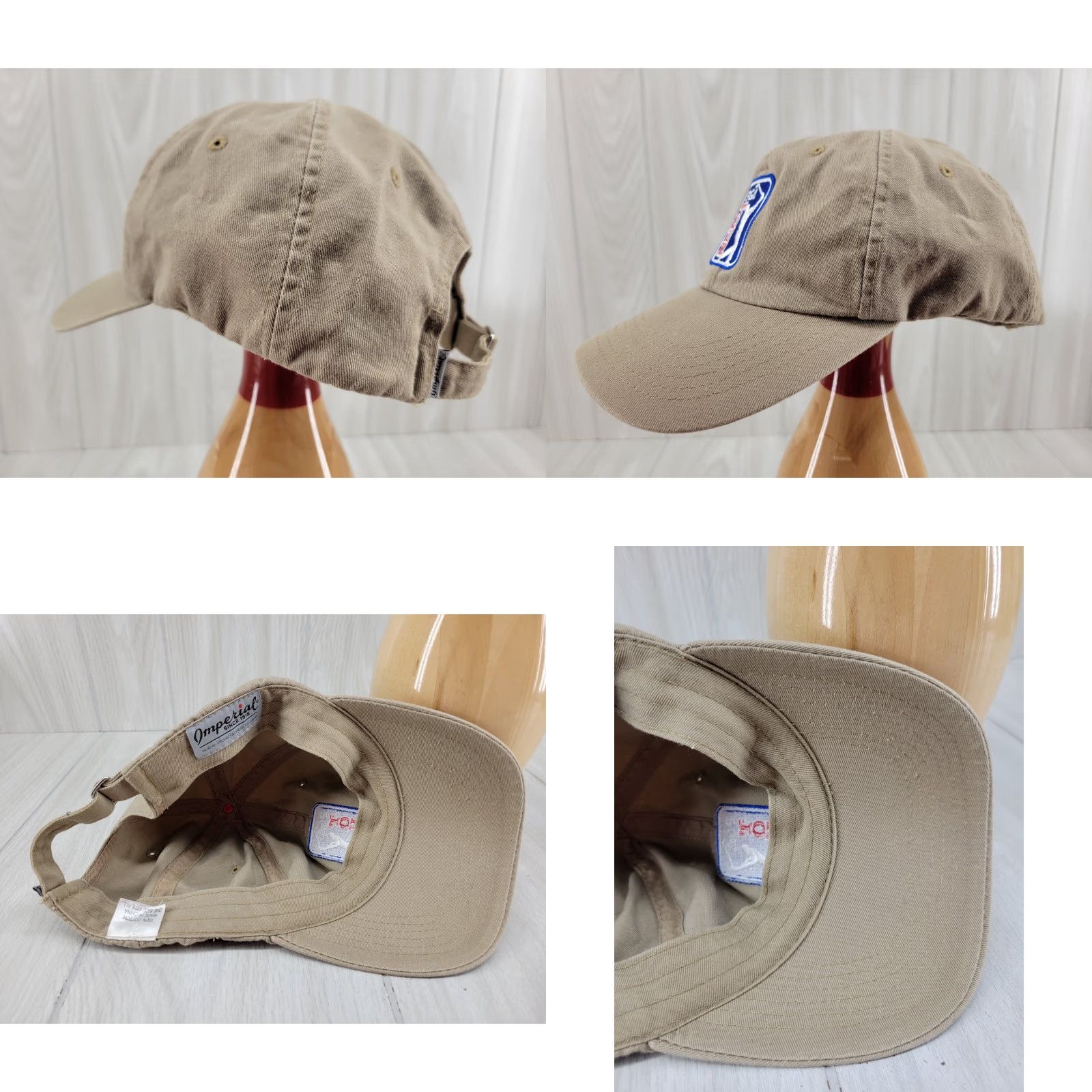 Imperial Imperial Golf Hat Strapback Tan Cotton Knit Adjustable Men Sized Cap Cap Size ONE SIZE - 8 Thumbnail