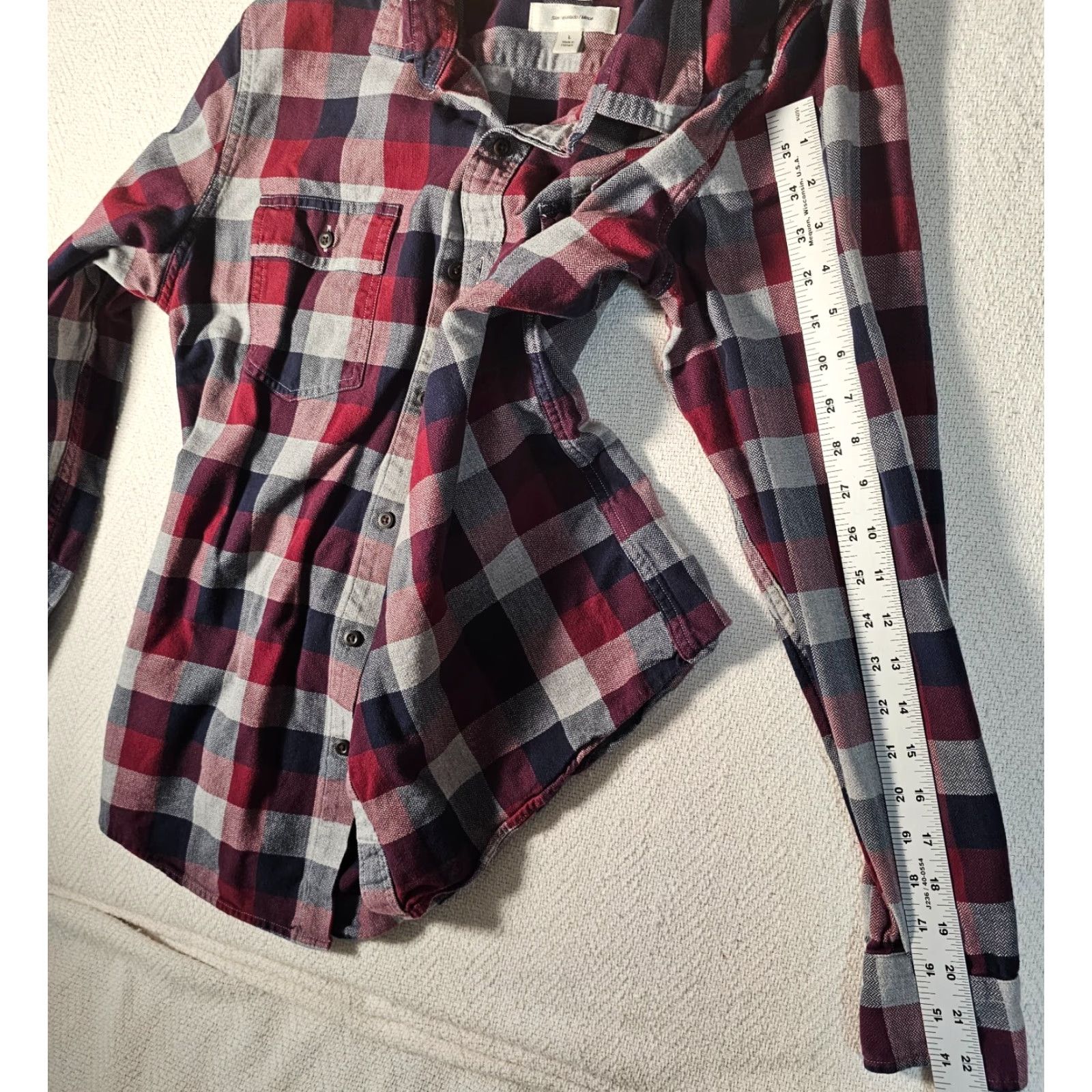 Vintage Goodthreads Brand Men’s L Red Check Long Sleeve Button Flannel Shirt Pockets Slim Fit Size US L / EU 52-54 / 3 - 7 Thumbnail