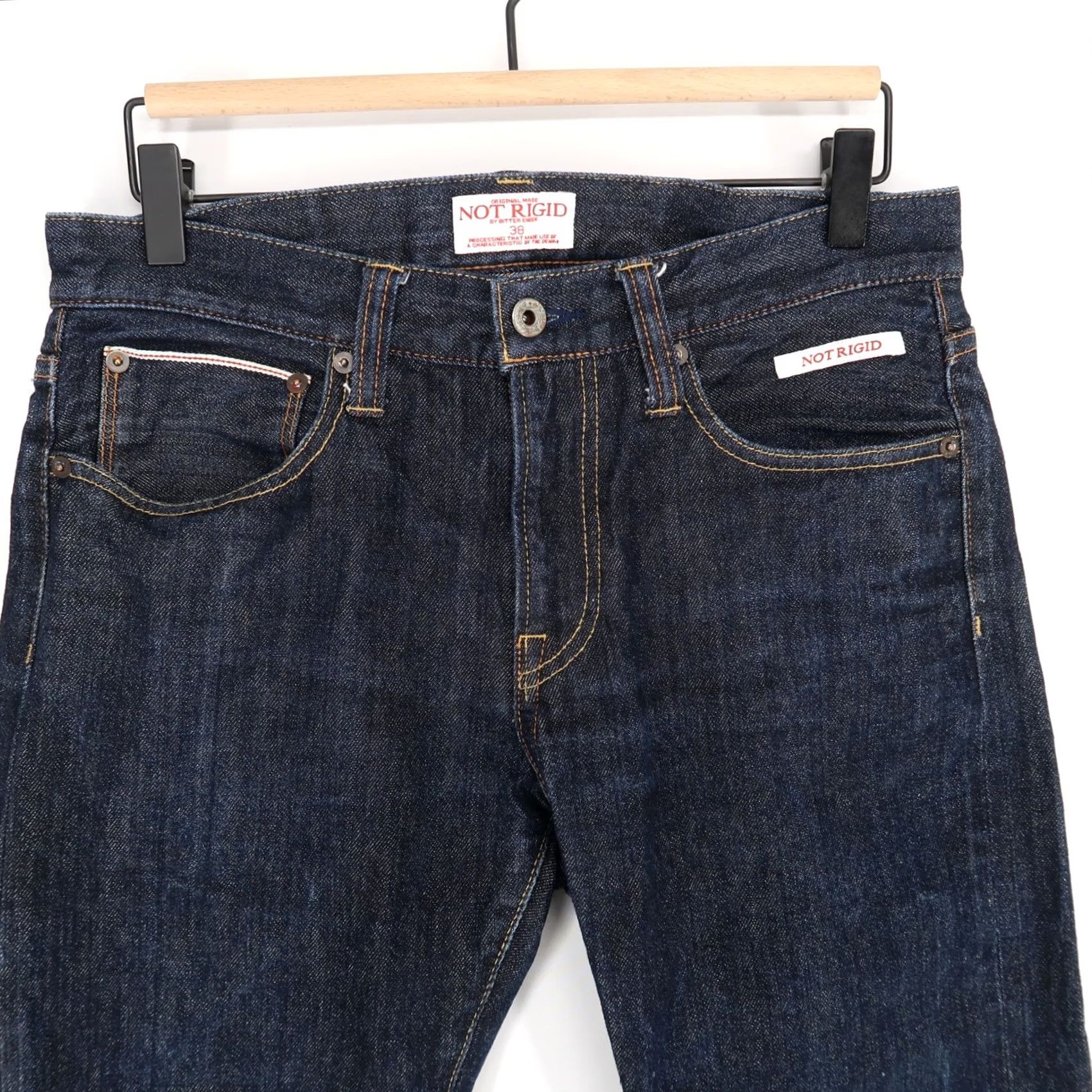 Fender Bitter Ender Jeans Black Blue Not Rigid 31x28 Dark Blue Selvedge Japanese Denim Straight Slim 5-Pocket Mens Denim Size US 38 / EU 54 - 3 Thumbnail