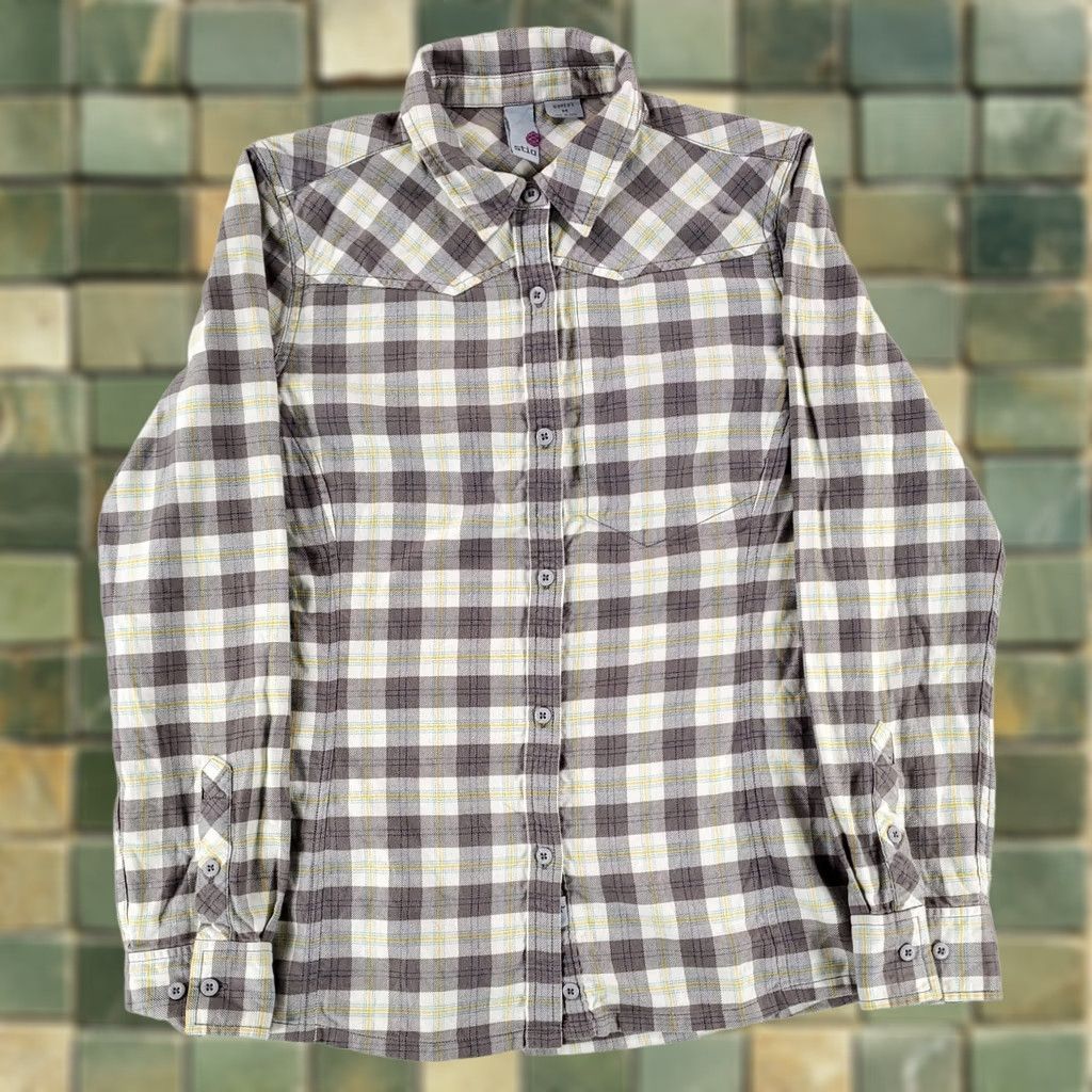 Vintage VINTAGE Stio Flannel Shirt Plaid Gray Yellow White Long Sleeve Women's M Size M / US 6-8 / IT 42-44 - 1 Thumbnail