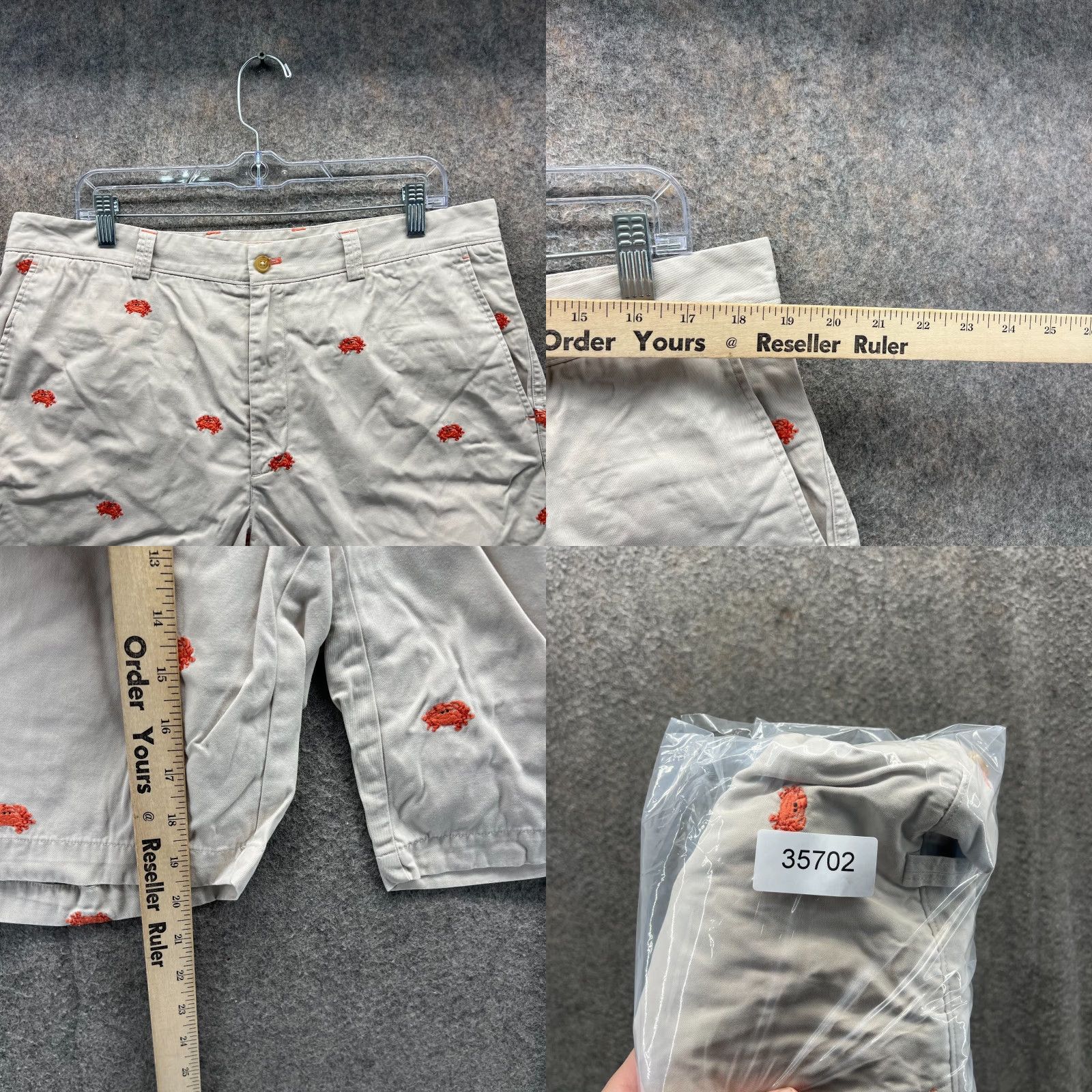 J.McLaughlin J.McLaughlin Shorts Men 36 Beige Embroidered Cotton Chino Preppy Tan Chino Shortes Short Mens Beige 36 Embroidered Crab Size US 36 / EU 52 - 8 Thumbnail
