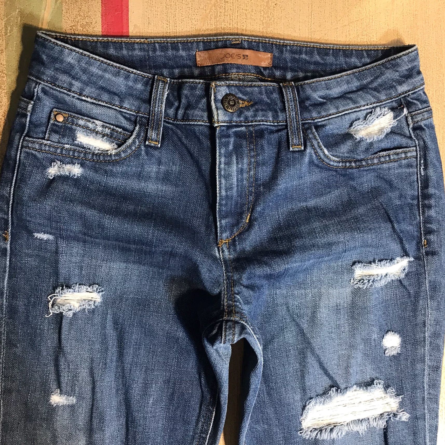 Vintage VINTAGE? (No) - Joe's Jeans Sloane The Skinny Denim Distressed Blue 26x32 Inseam Womens Jeans 5-Pocket Zip Size 26" / US 2 / IT 38 - 3 Thumbnail