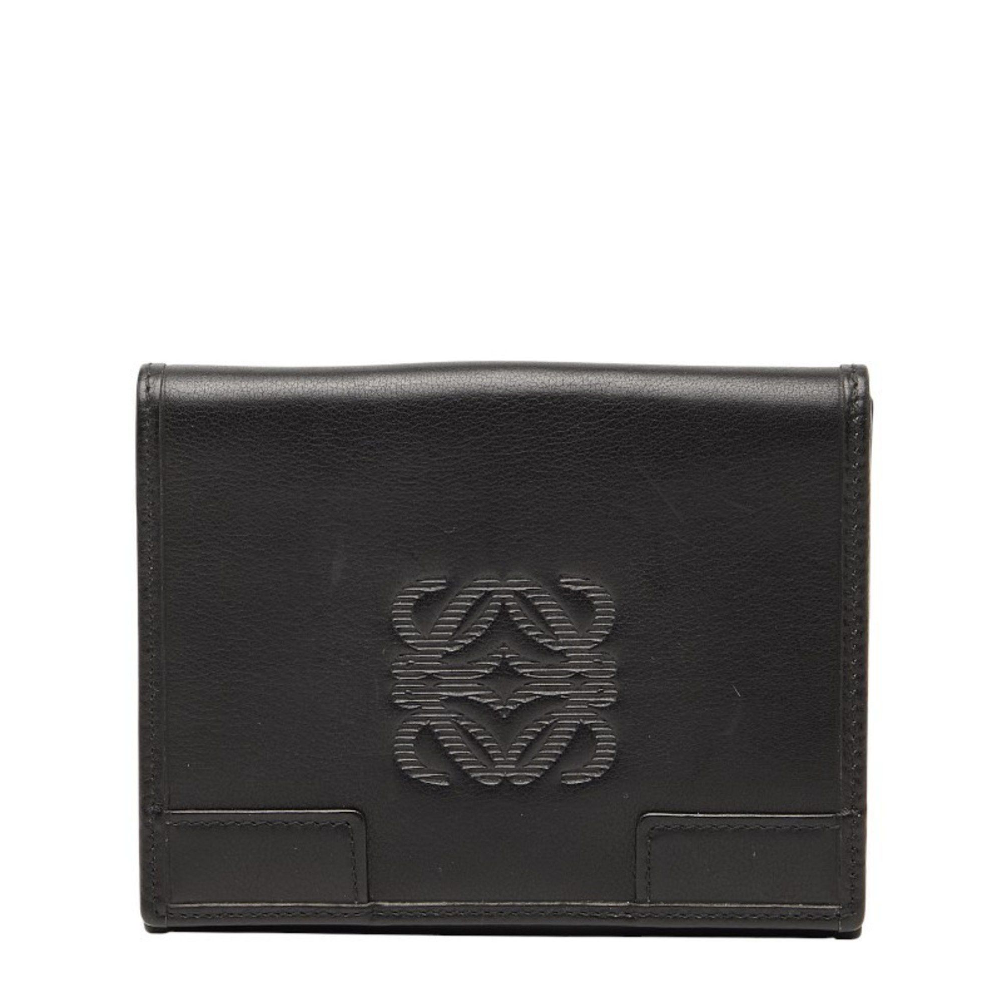 Loewe LOEWE Anagram Bifold Wallet Black Leather Women's Size ONE SIZE - 1 Thumbnail