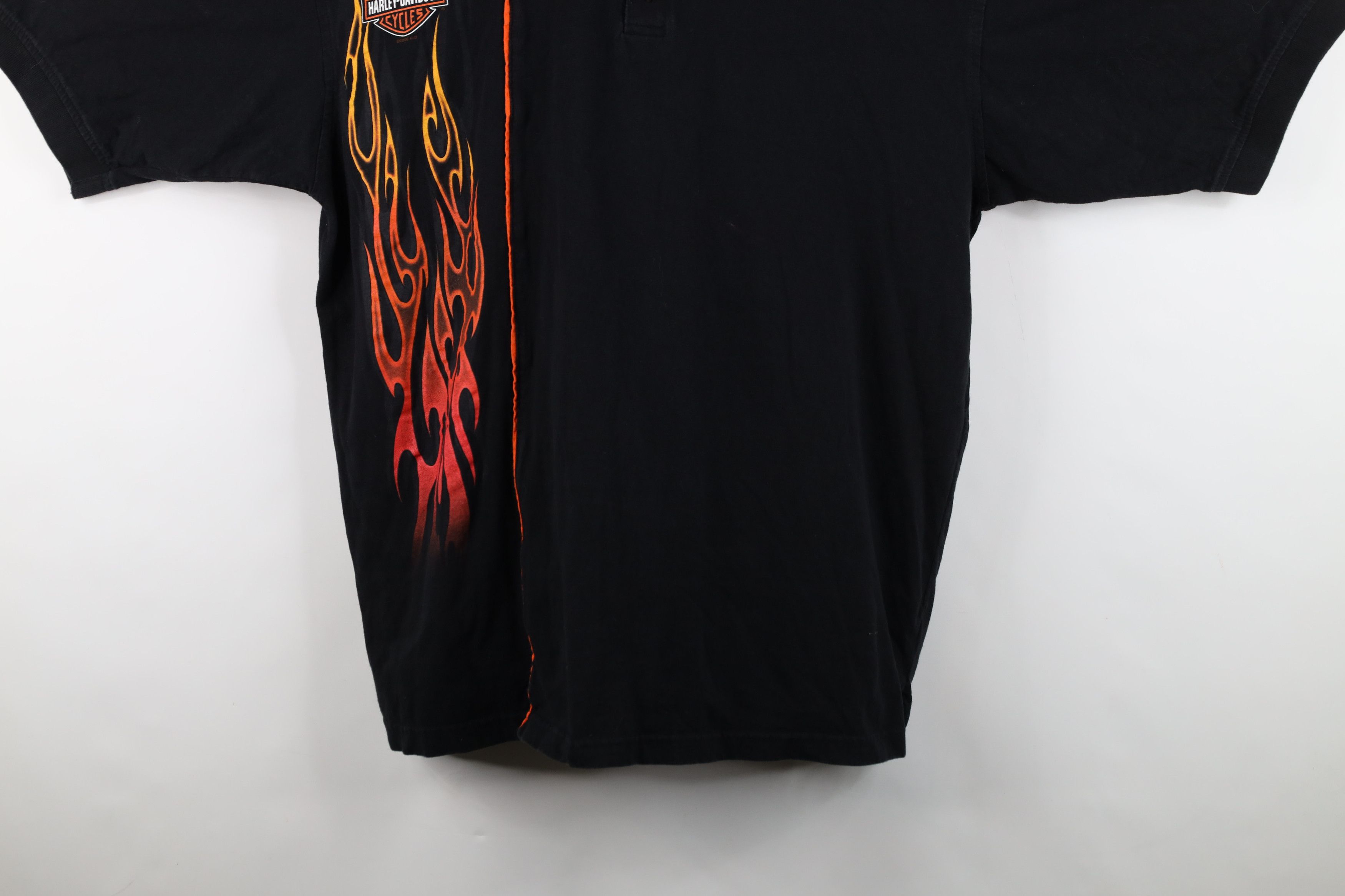 Harley Davidson Vintage Y2K Harley Davidson Fire Flames Collared Polo Shirt Size US XL / EU 56 / 4 - 3 Thumbnail
