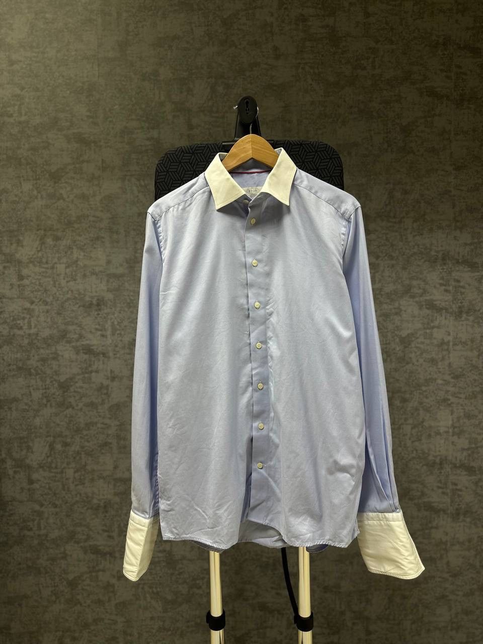 Eton × Vintage Vintage Eton Blue Shirt With Cufflinks Is Very Rare Size US L / EU 52-54 / 3 - 4 Thumbnail