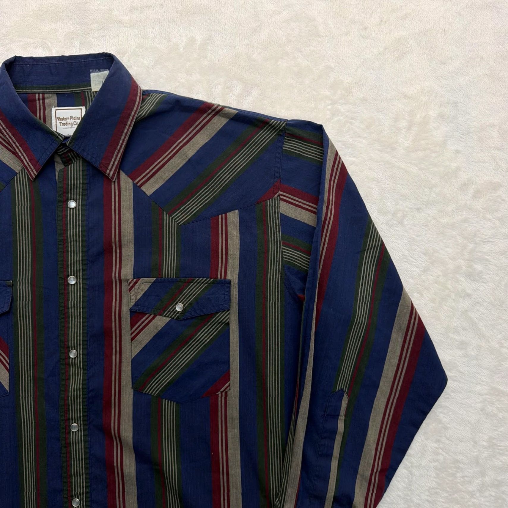 CO Western Plains Trading Co Shirt Mens 2XL Blue Striped Western Snap Long Sleeve Size US XXL / EU 58 / 5 - 4 Thumbnail