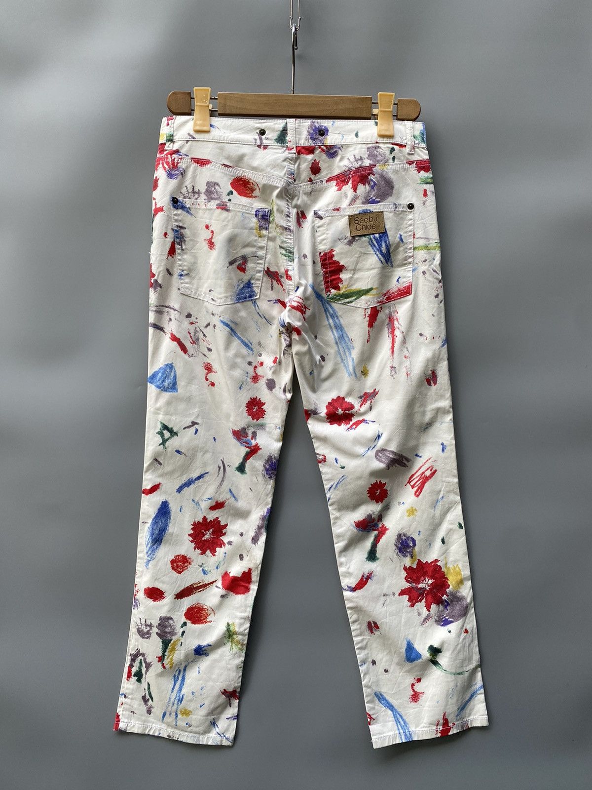 Chloe × Phoebe Philo × See by Chloe AW 2005- See by Chloe - Phoebe Philo Era- Floral Paint Pants Size 28" / US 6 / IT 42 - 2 Thumbnail