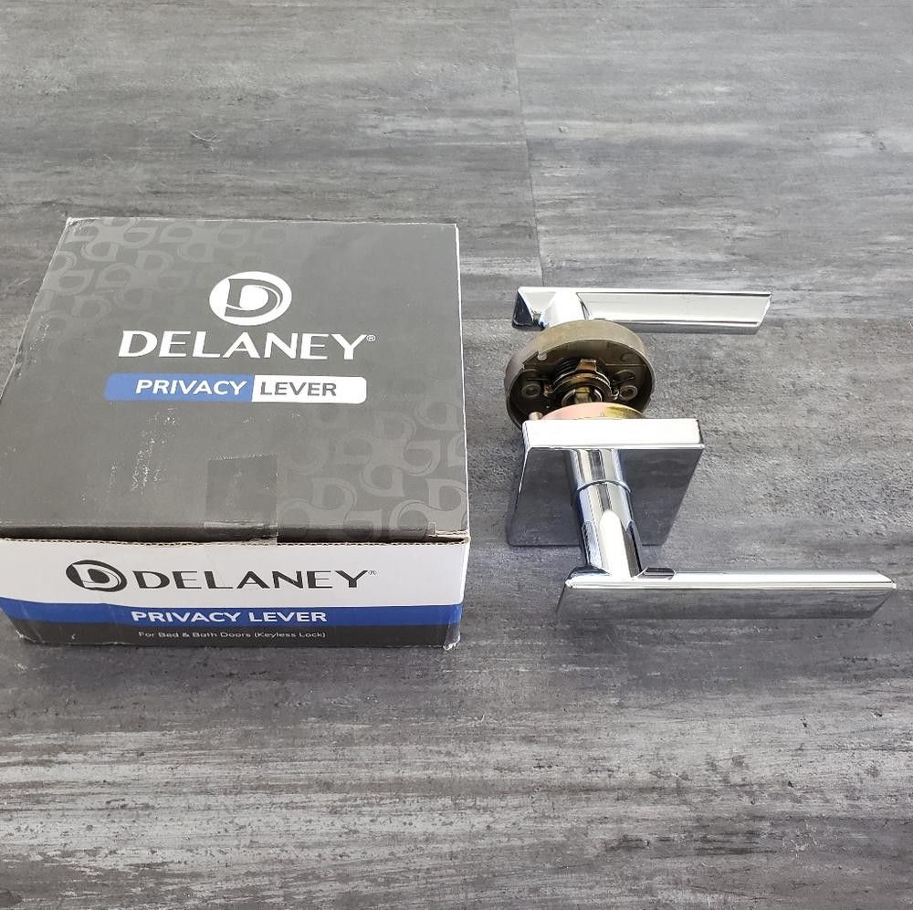 Designer Polished Chrome Delaney Privacy Door Lock Lever Size ONE SIZE - 2 Thumbnail