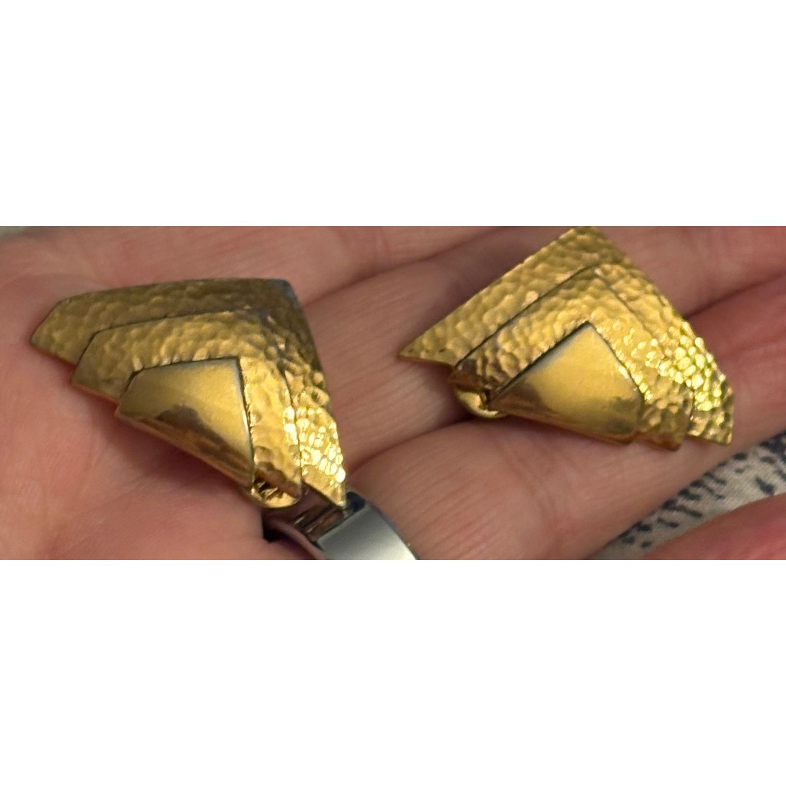 Monet Vintage Monet Gold Tone Geometric Clip On Earrings Signed Size ONE SIZE - 6 Thumbnail