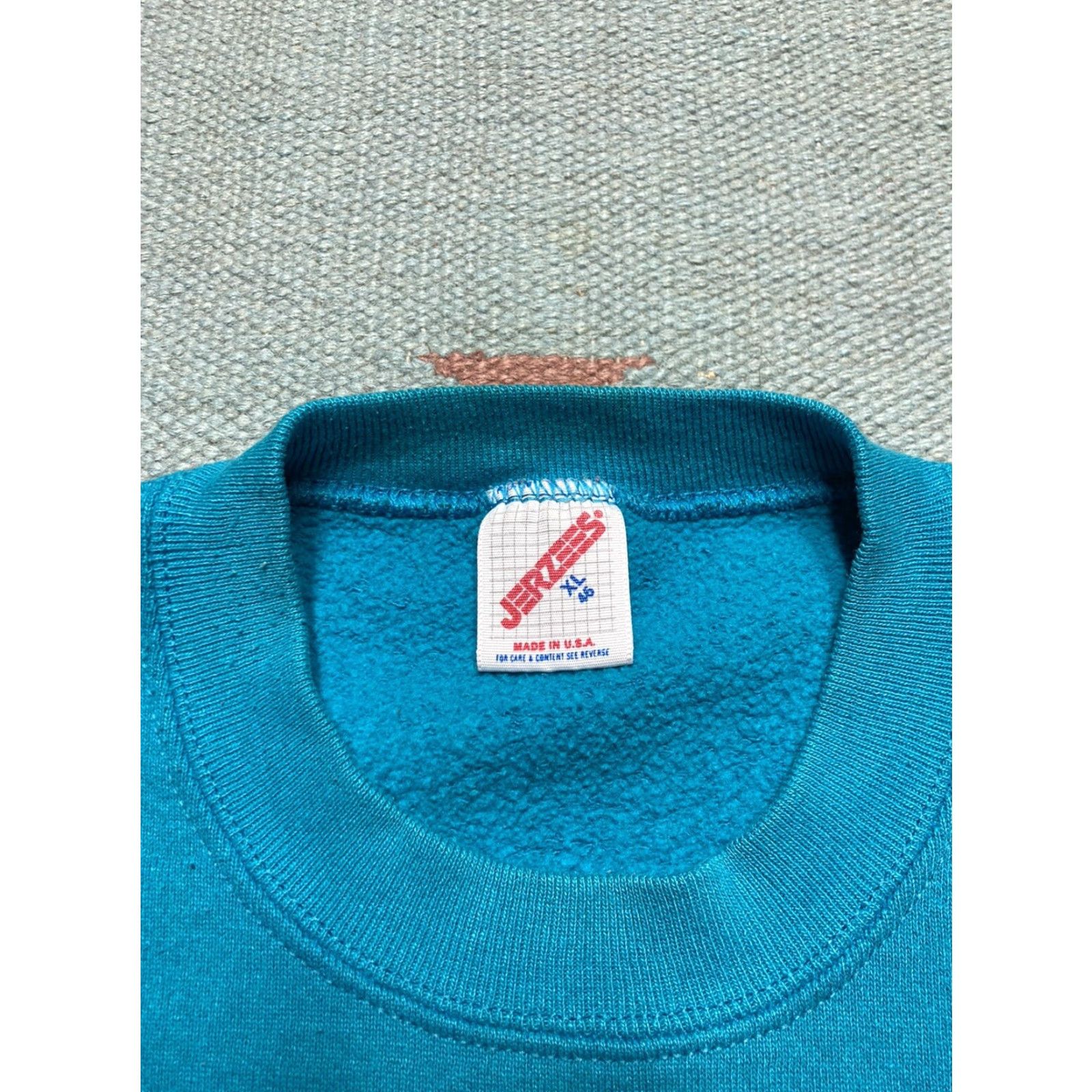 Jerzees VINTAGE 80s 90s Jerzees crewneck sweatshirt teal blue Made in USA men’s XL blue 90s pullover shirt Size US XL / EU 56 / 4 - 5 Thumbnail