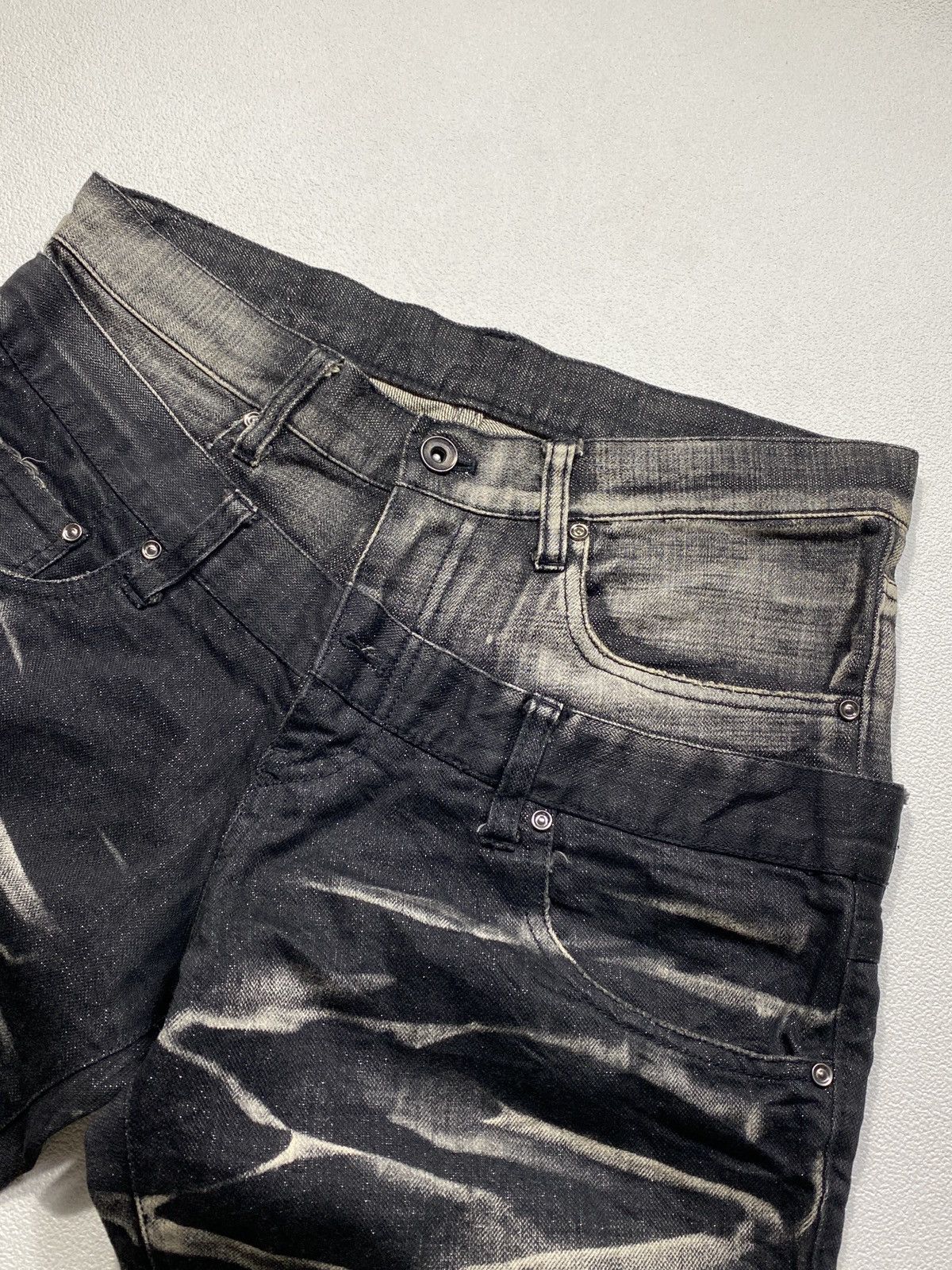 5351 POUR LES HOMMES Abahouse 5351 Pour Les Hommes Asymmetric Double Waist Jeans Size US 31 - 2 Thumbnail