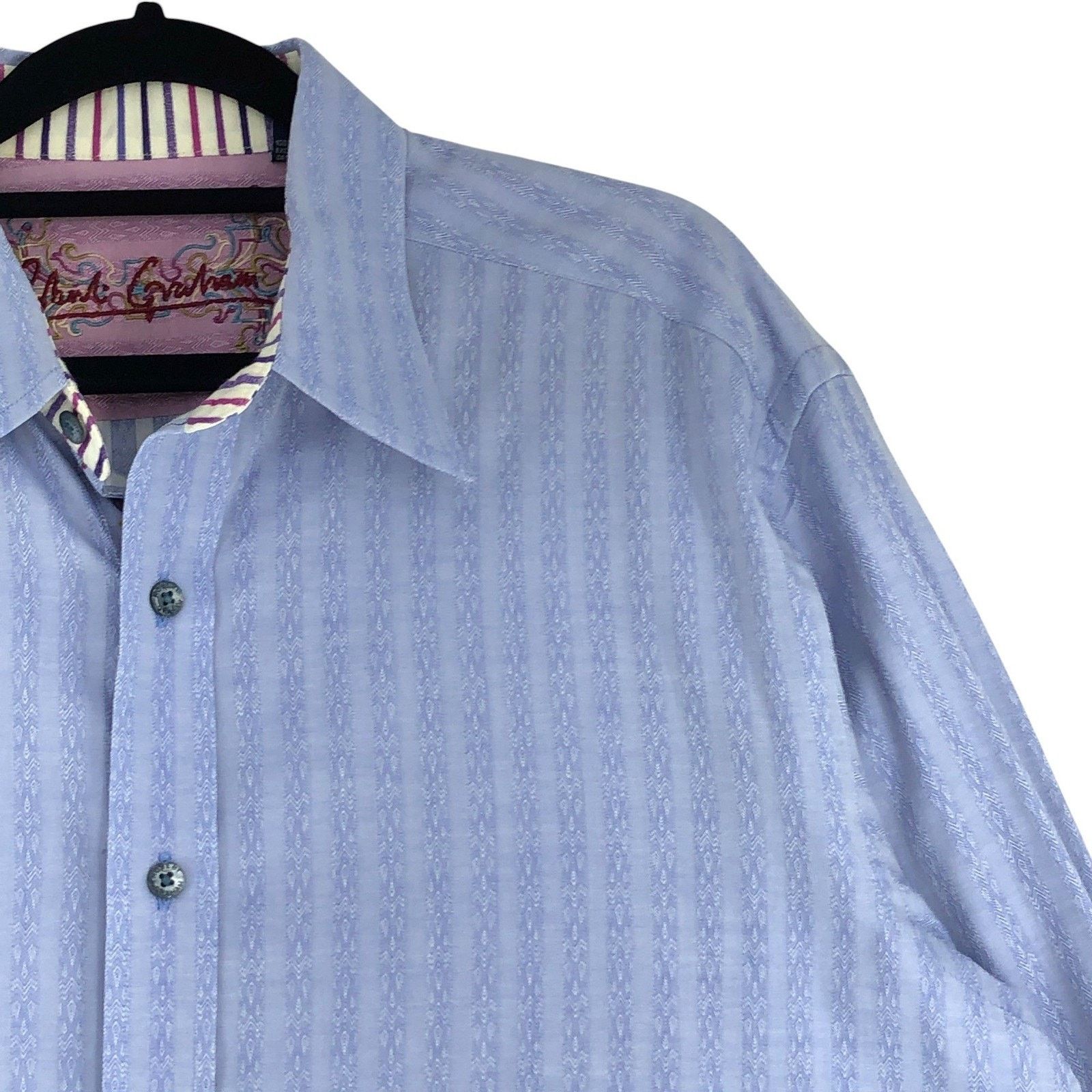 Robert Graham Robert Graham Shirt L Lilac Jacquard Stripe Button Contrast Size US L / EU 52-54 / 3 - 7 Thumbnail