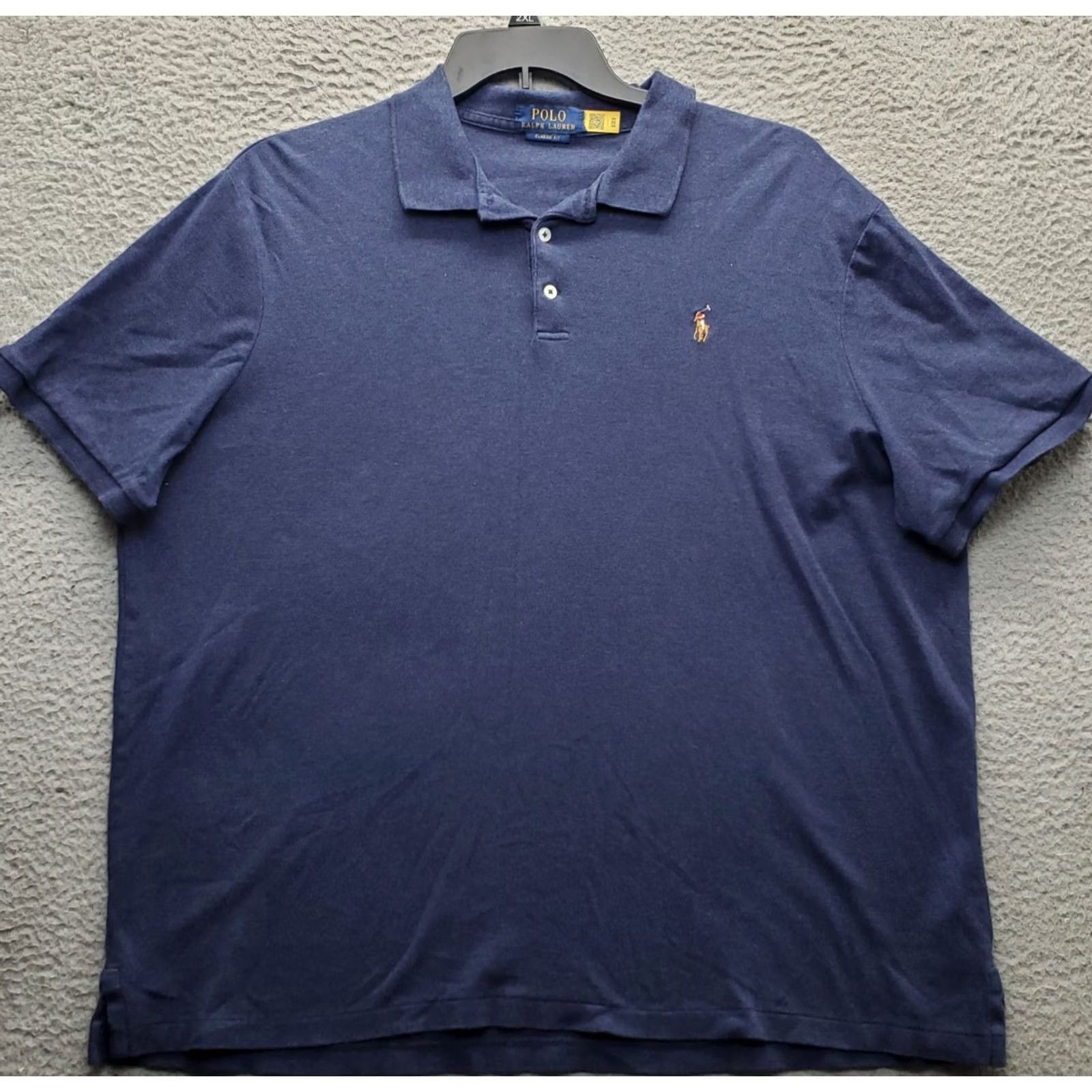 Polo Ralph Lauren Polo Ralph Lauren Polo Shirt Mens XL Blue Classic Fit Pony Logo Popover Shirt Size US XL / EU 56 / 4 - 2 Thumbnail