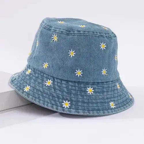 Other Denim Flower Embroidery Bucket Hat Size ONE SIZE - 4 Thumbnail