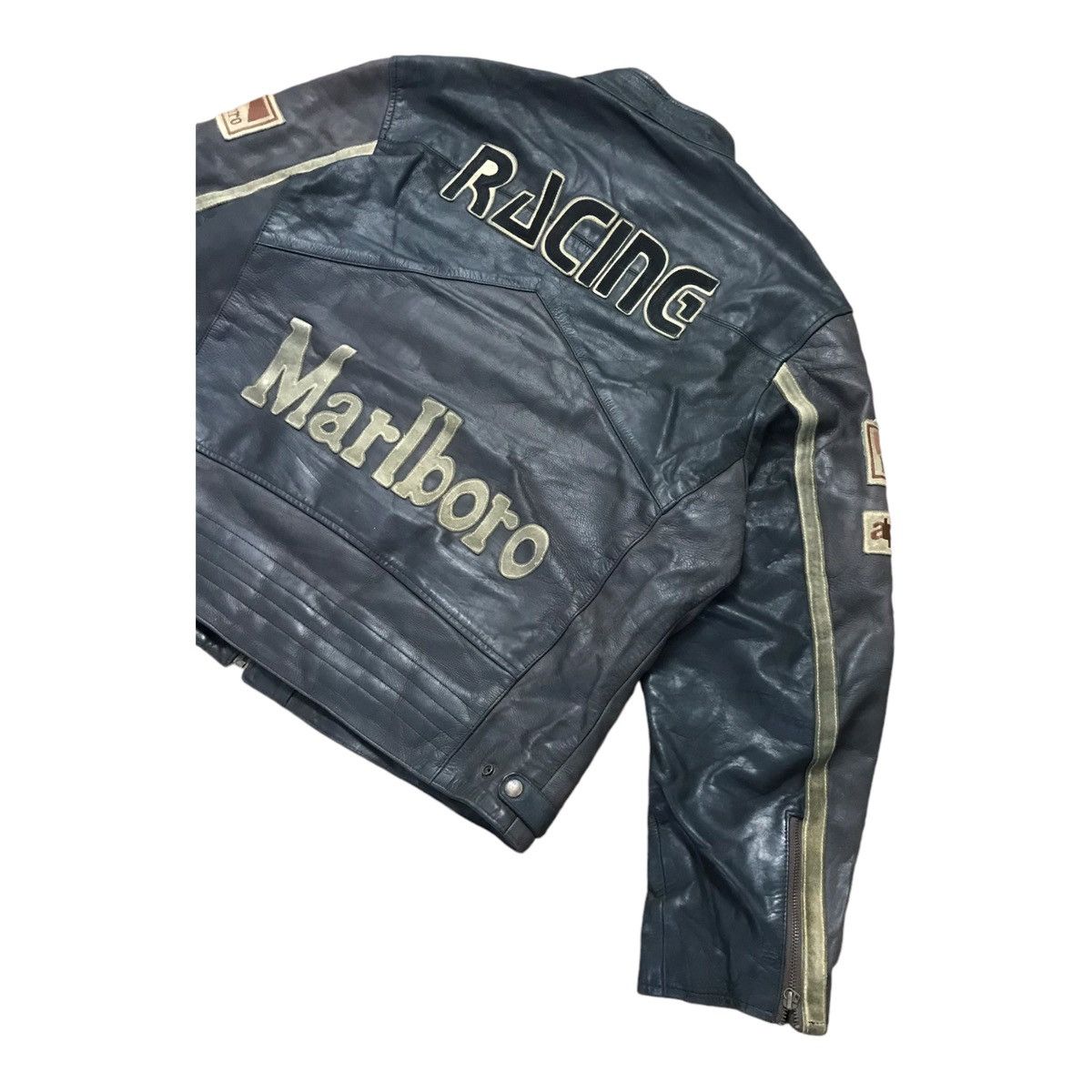 Marlboro Vintage 90s Malboro Leather Racing Jacket Size US XL / EU 56 / 4 - 9 Thumbnail