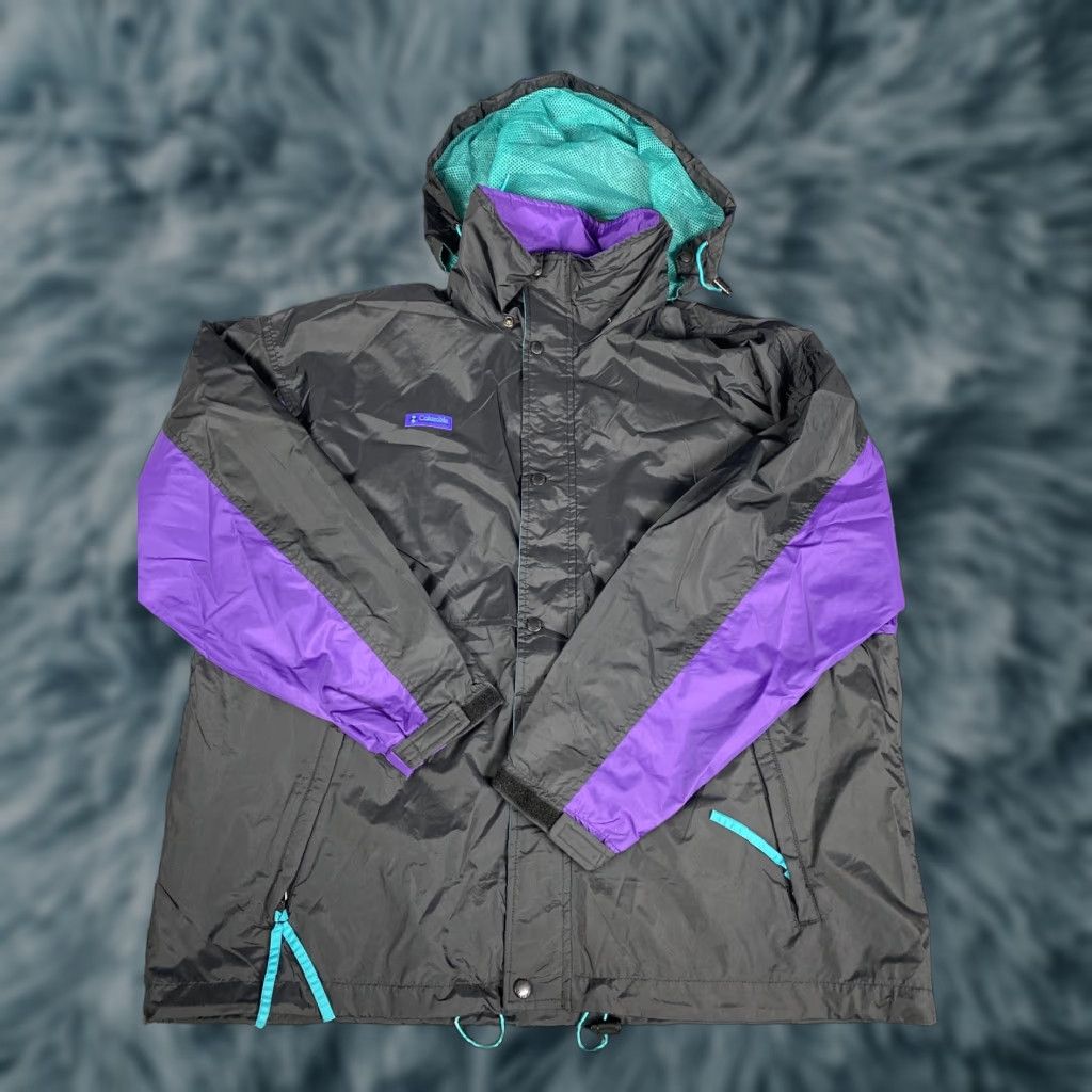 Vintage VINTAGE Columbia Sportswear Hooded Windbreaker Jacket Coat Mens L Black Aqua Size US L / EU 52-54 / 3 - 1 Thumbnail