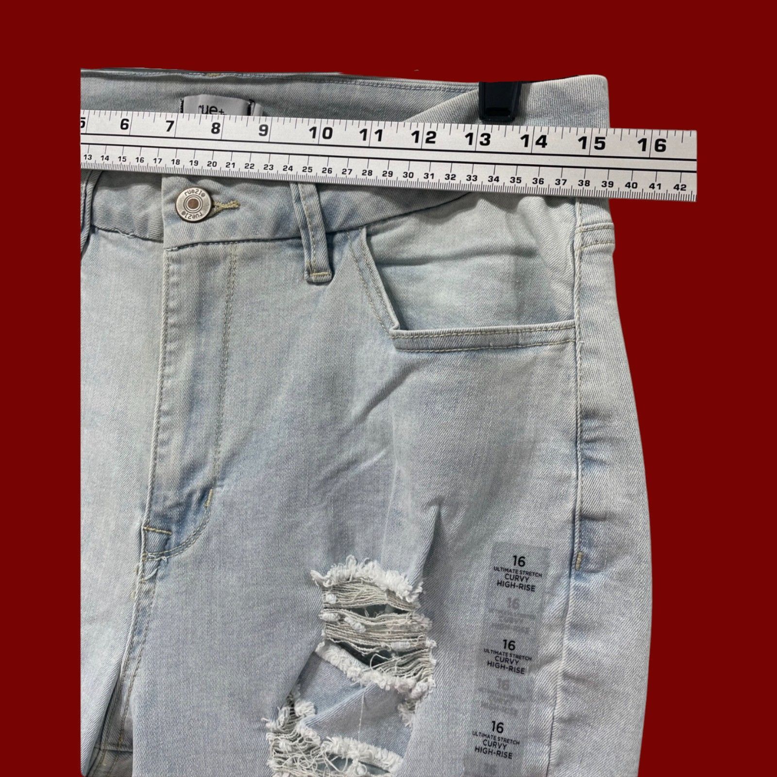 Other Rue + - Women's Ultimate Stretch Curvy High-Rise Jeans Distr Size 38" / US 16 / IT 52 - 3 Thumbnail