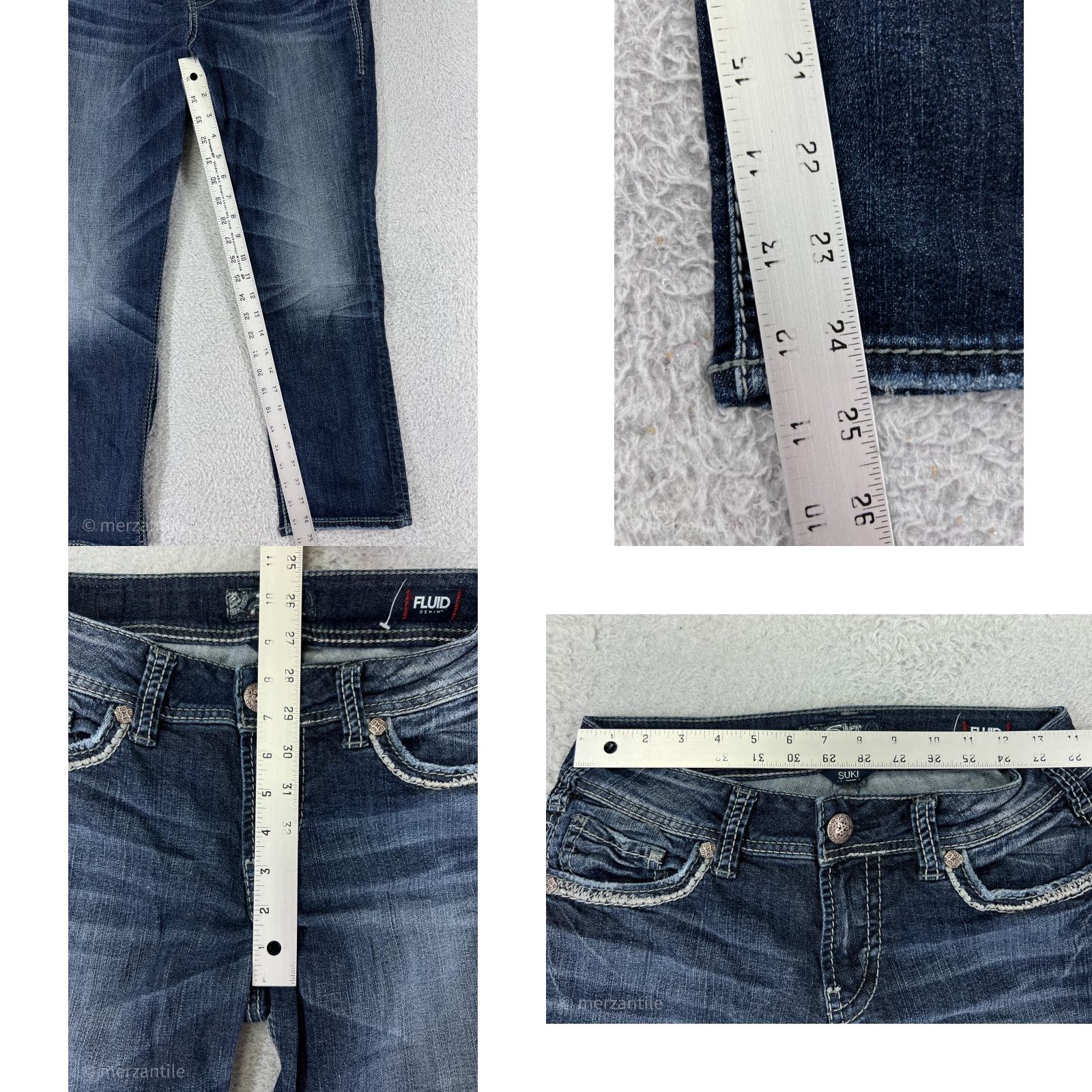 Silver Jeans Co. VINTAGE Silver Jeans Pants Womens 29 Denim Capri Blue Cotton Embroidered Logo 5-Pocket Inseam 24 Machine Washable Regular Stretch Size 29" - 9 Thumbnail