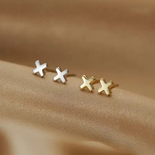 Jewelry Cross Hip-hop Earrings One Pairs Chrome Jewelry Size ONE SIZE - 1 Thumbnail