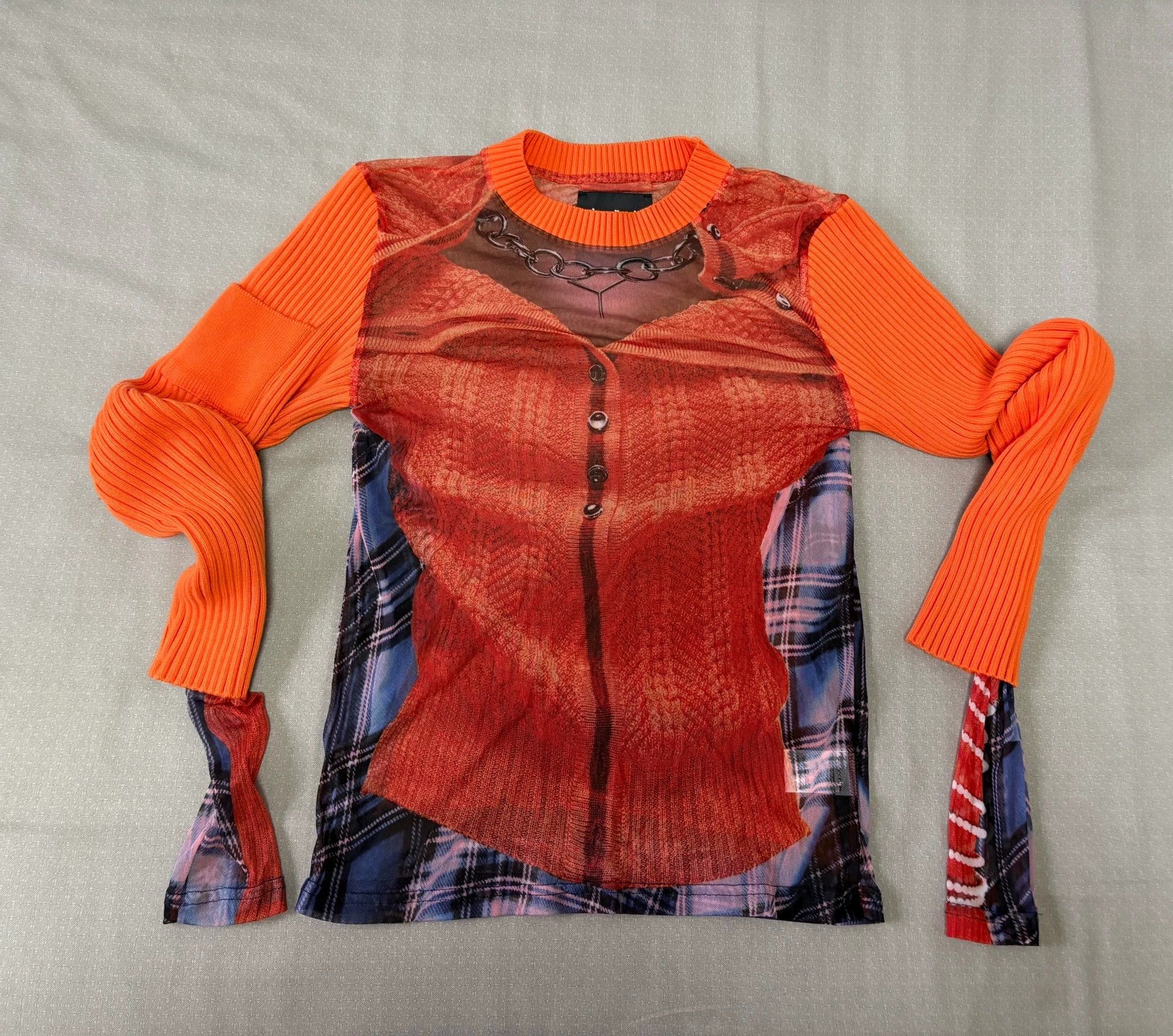 Y/Project Yproject x JPG 3D Figure Print Mesh Top Knit Sleeve Size XS / US 0-2 / IT 36-38 - 1 Thumbnail