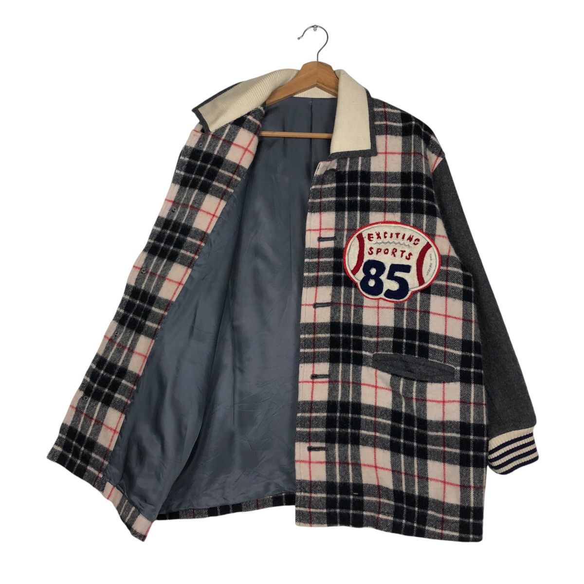 Japanese Brand 📌Vintage Bomber Jacket Rugby Ball Design Tartan Big Logo Size US M / EU 48-50 / 2 - 13 Thumbnail
