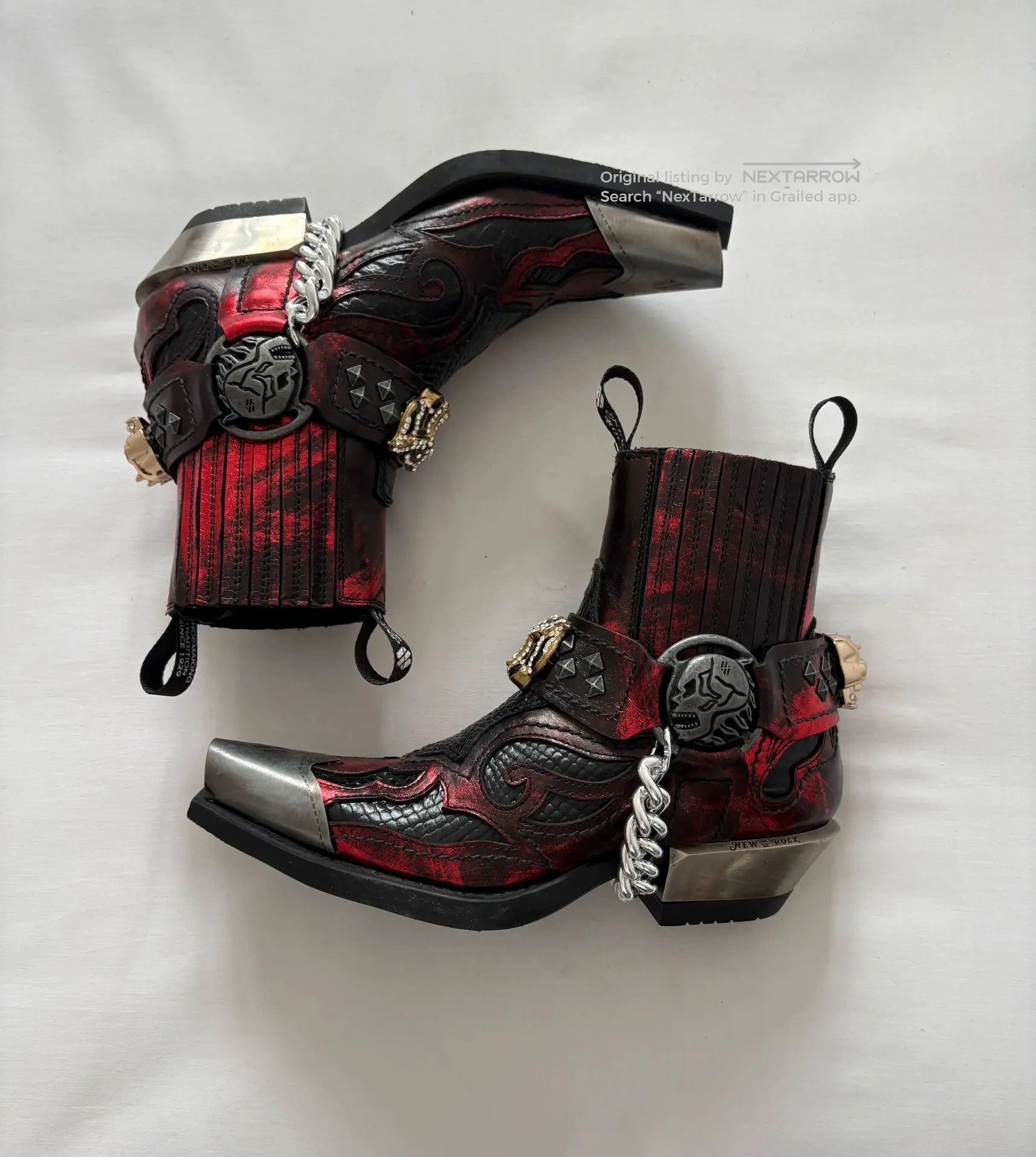 New Rock Punk Studded Pointed Crystal Tiger Skull Boots, Women's (Size 6) — image 2 of 6