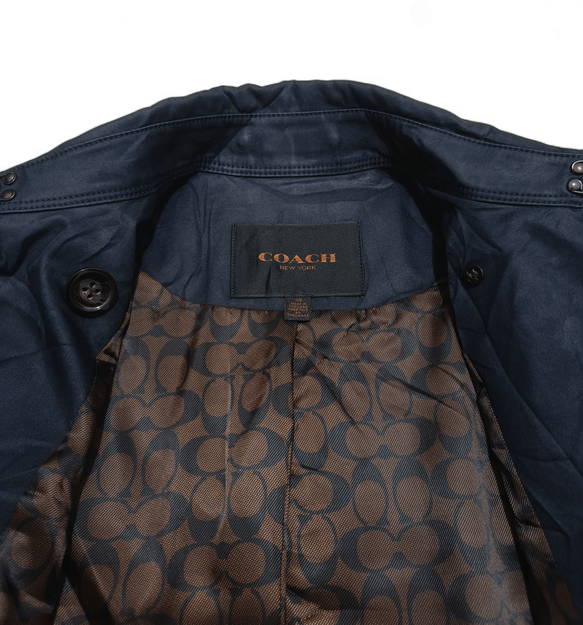 Coach Vintage COACH New York Navy Belted Trench Coat Size XS / US 0-2 / IT 36-38 - 6 Thumbnail