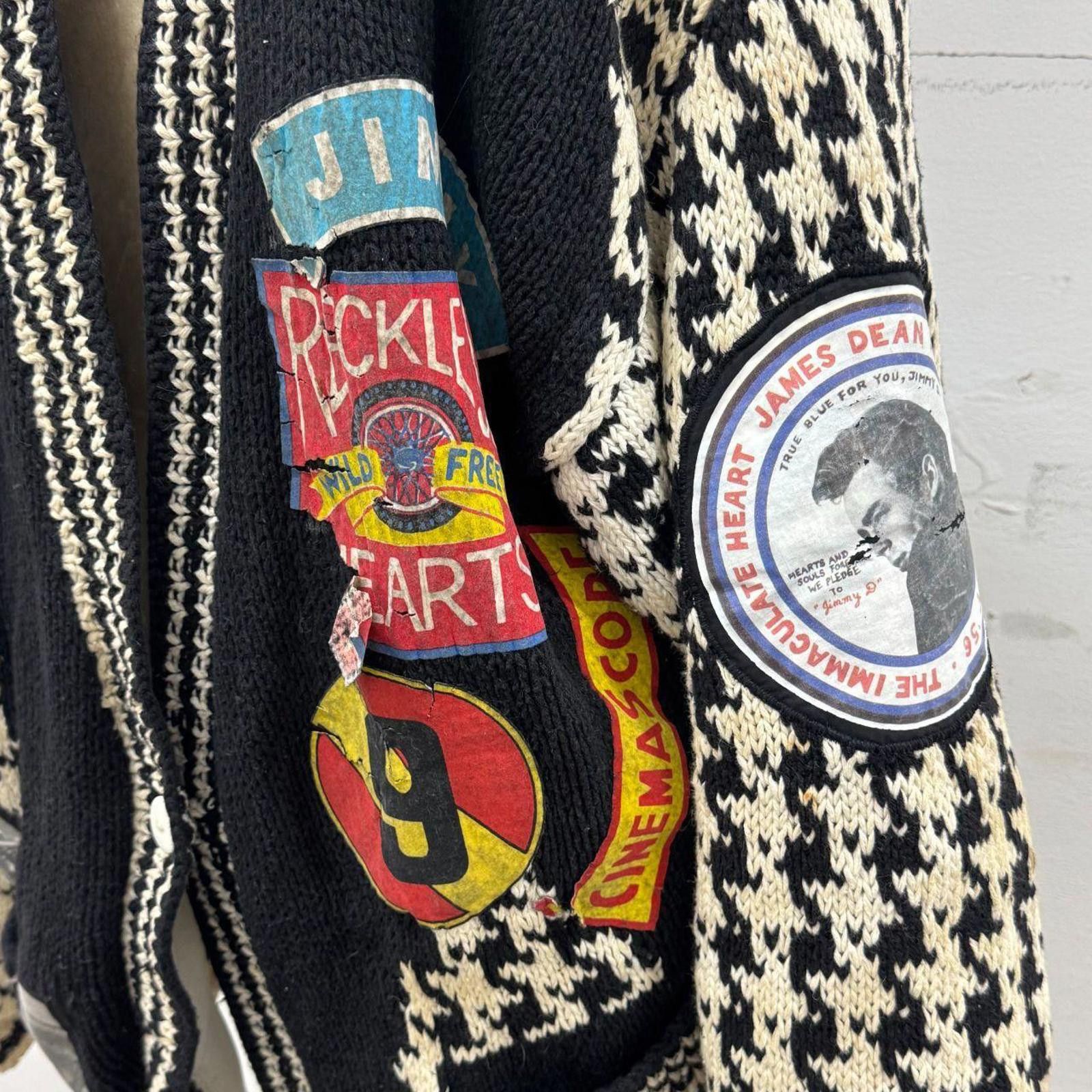 Other Vintage 1980s James Dean Novelty Cardigan Sweater Patchwork Size ONE SIZE - 4 Thumbnail