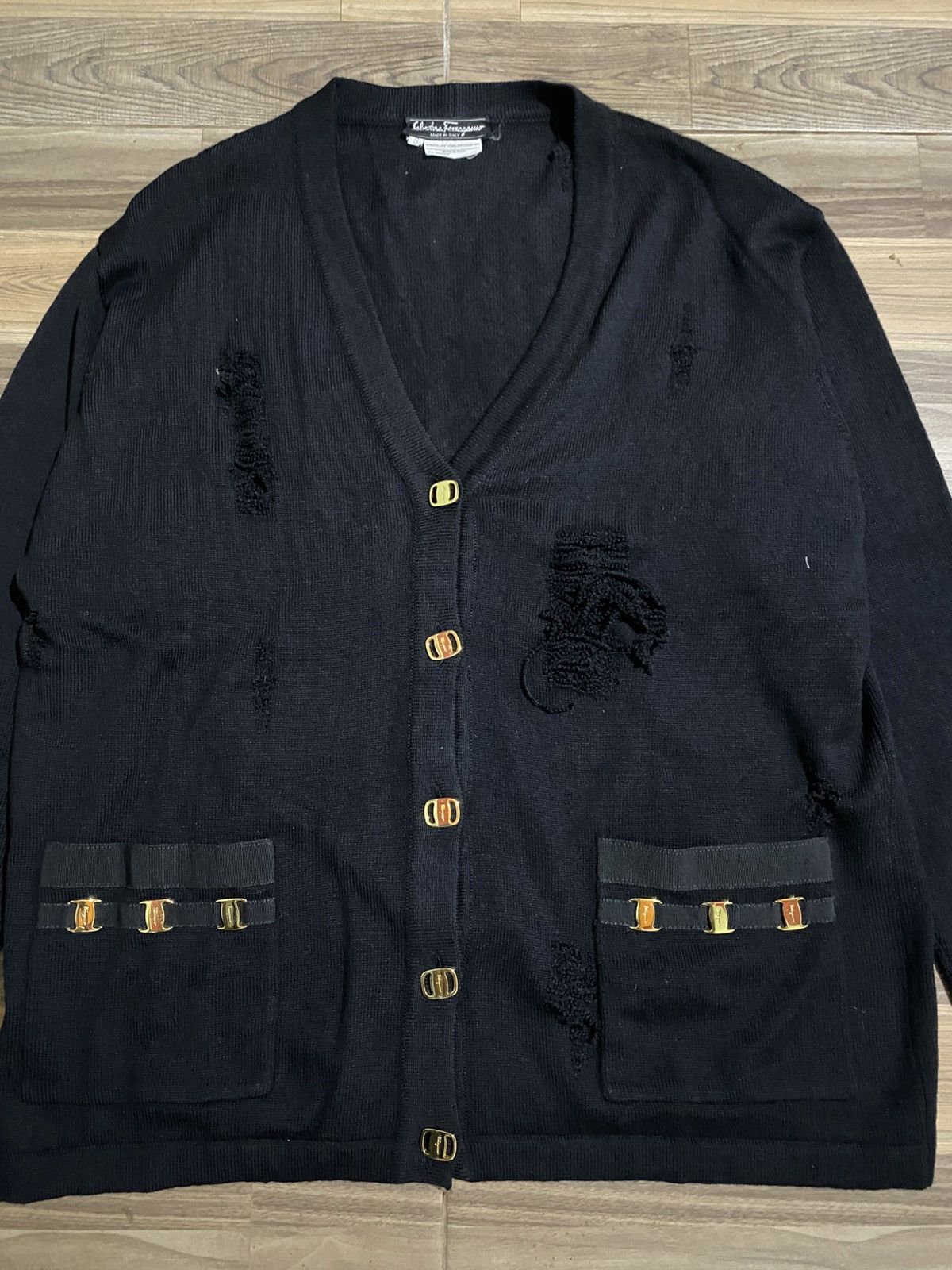 Designer × Salvatore Ferragamo × Vintage SALVATORE FERRAGAMO CARDIGAN DISTRESSED Size S / US 4 / IT 40 - 4 Thumbnail