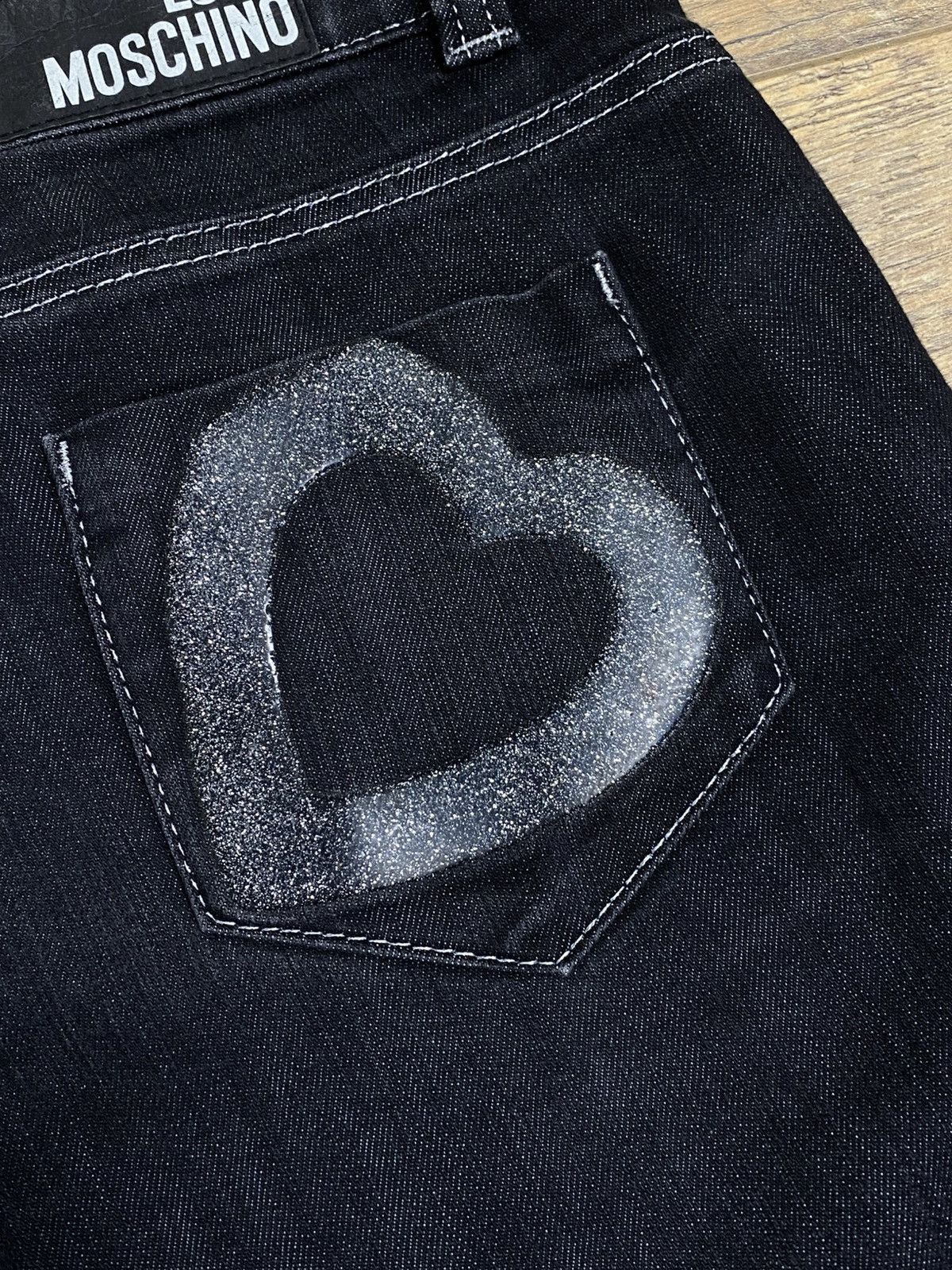 Moschino Love Moschino Futuristic Glitter Heart Zip Denim Rare Size 30" / US 8 / IT 44 - 9 Thumbnail