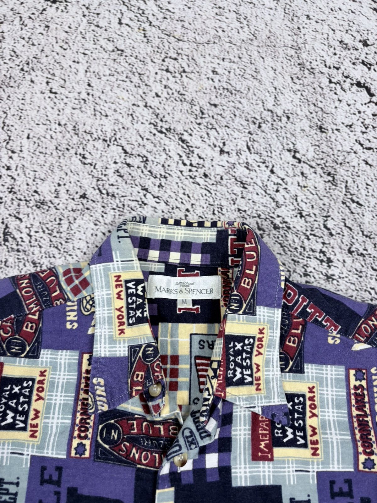Japanese Brand Vintage Marks & Spencer All Over Print University Shirt M Size US M / EU 48-50 / 2 - 6 Thumbnail