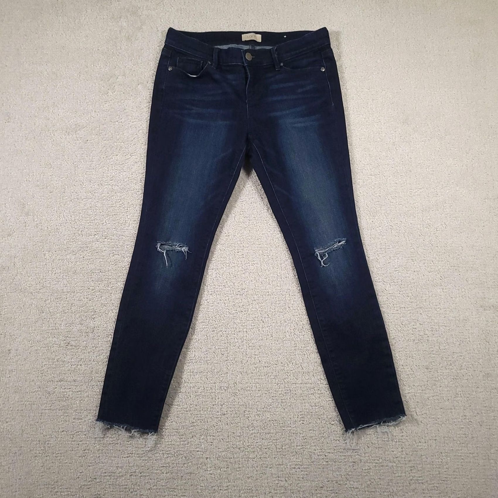 Loft LOFT Outlet Jeans Womens 4 Dark Wash Blue Modern Skinny Distressed Raw Hem Denim Jeans Womens 4 Dark Wash Blue Distressed Raw Hem Denim Size 27" / US 4 / IT 40 - 2 Thumbnail
