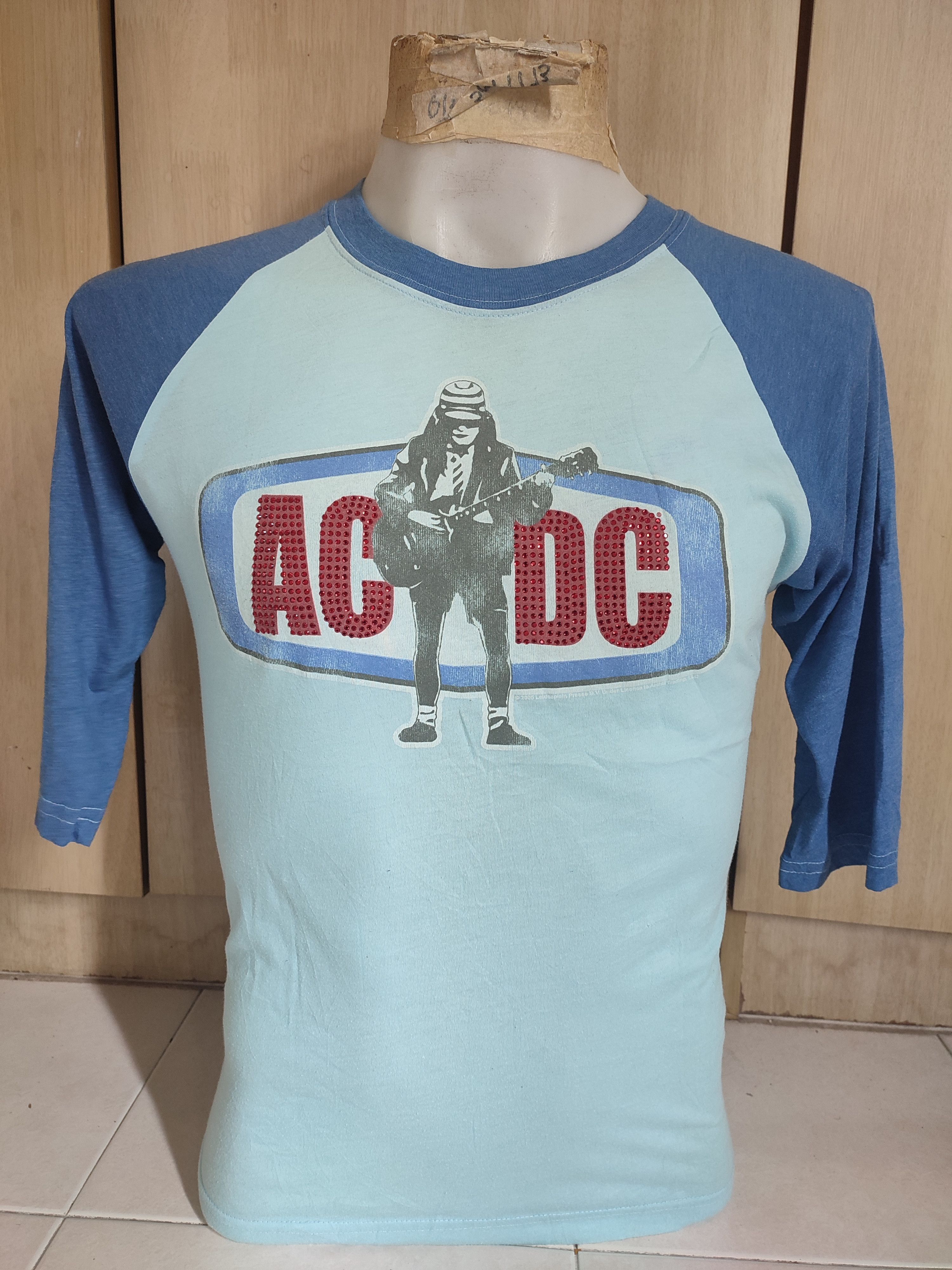 image of Acdc x Archival Clothing Ac/dc Y2K Band Vintage 3Q Tee in Blue, Men's (Size Small)