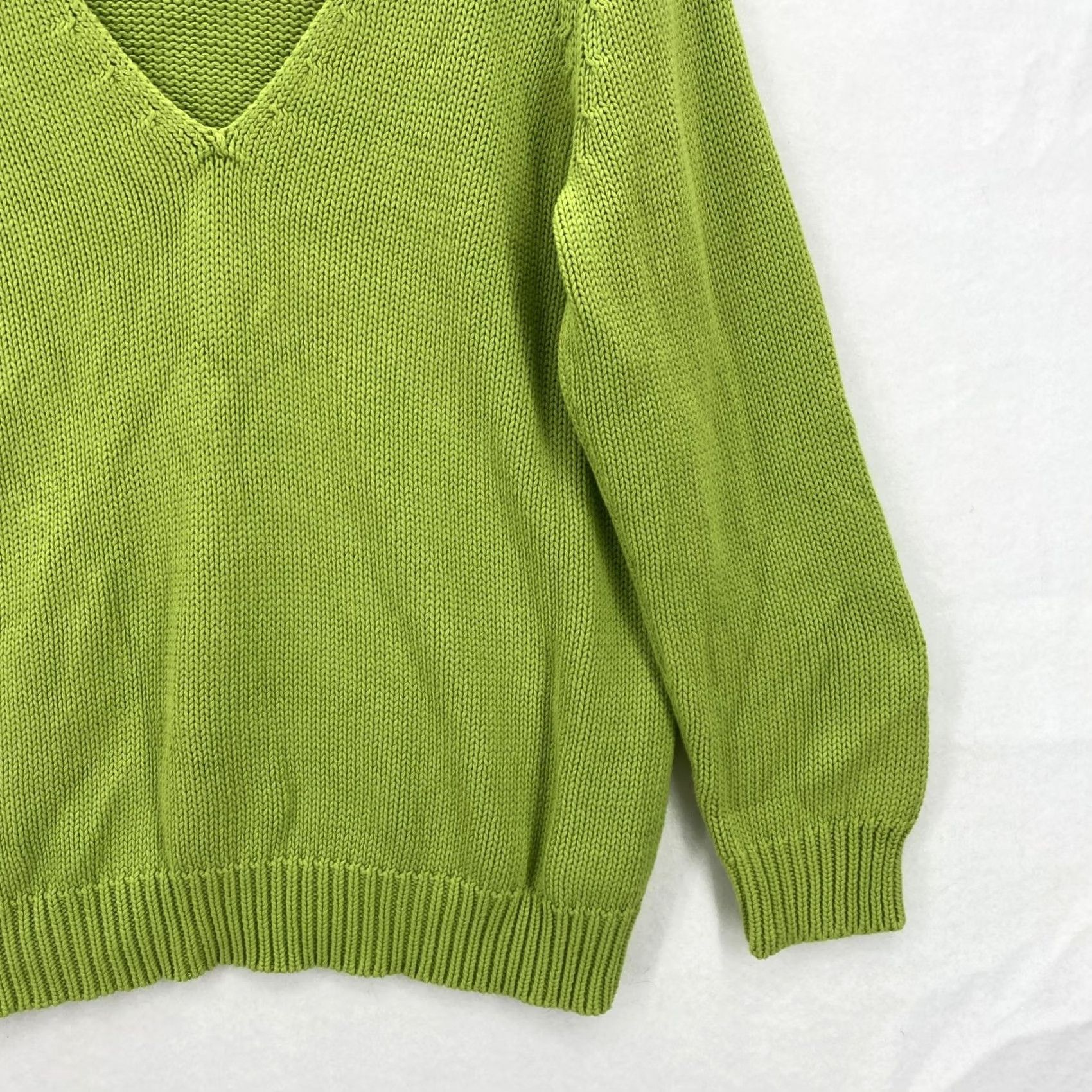 Vintage Lane Bryant Sweater Womens 18/20 Green V Neck 100% Cotton Pullover Lagenlook NWT Size XXL / US 16-18 / IT 52-54 - 3 Thumbnail