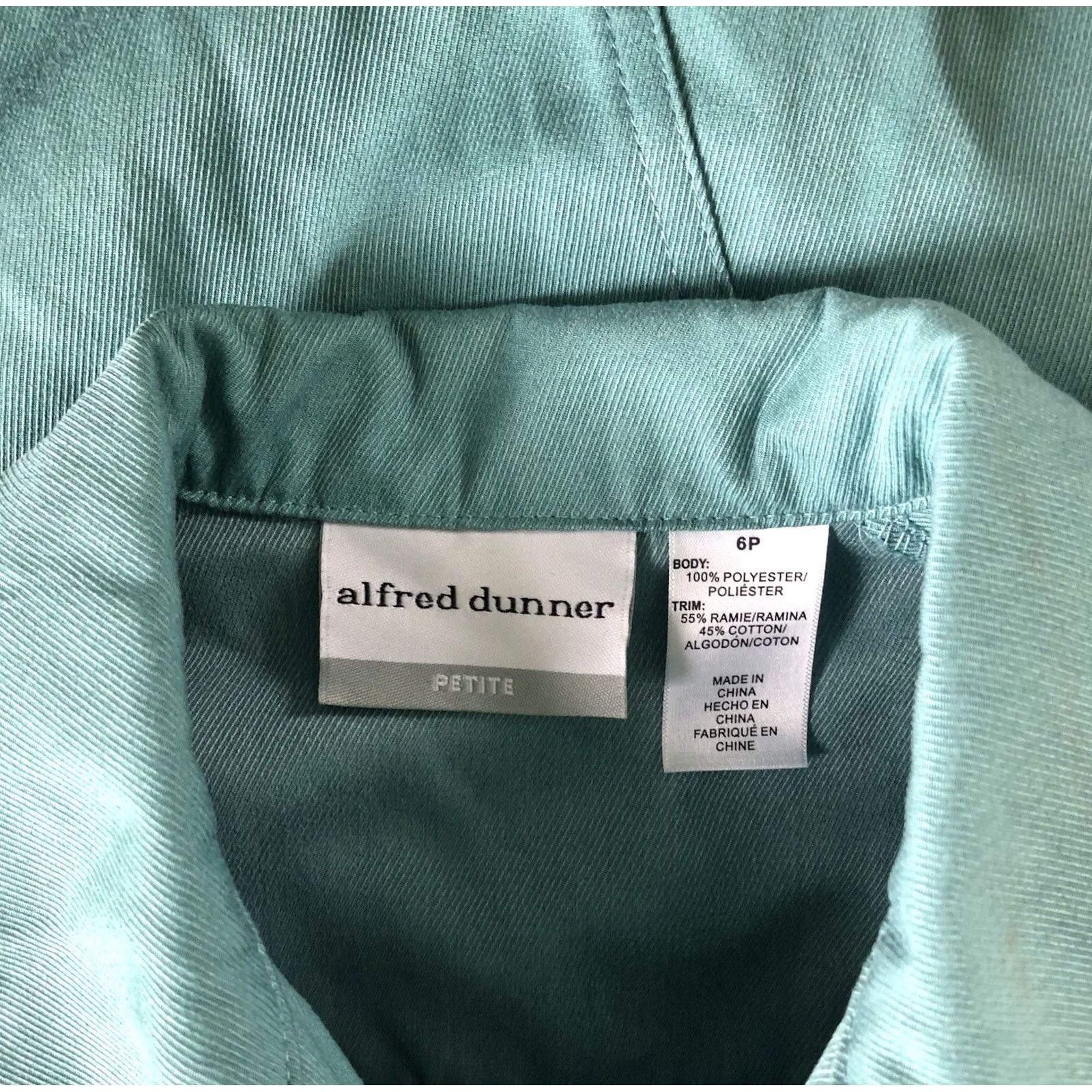 Vintage Alfred Dunner Light Denim Jacket Green 6P Petite Zipper Pockets Long Sleeve Shacket/Jacket Everyday Wear Women Size M / US 6-8 / IT 42-44 - 4 Thumbnail